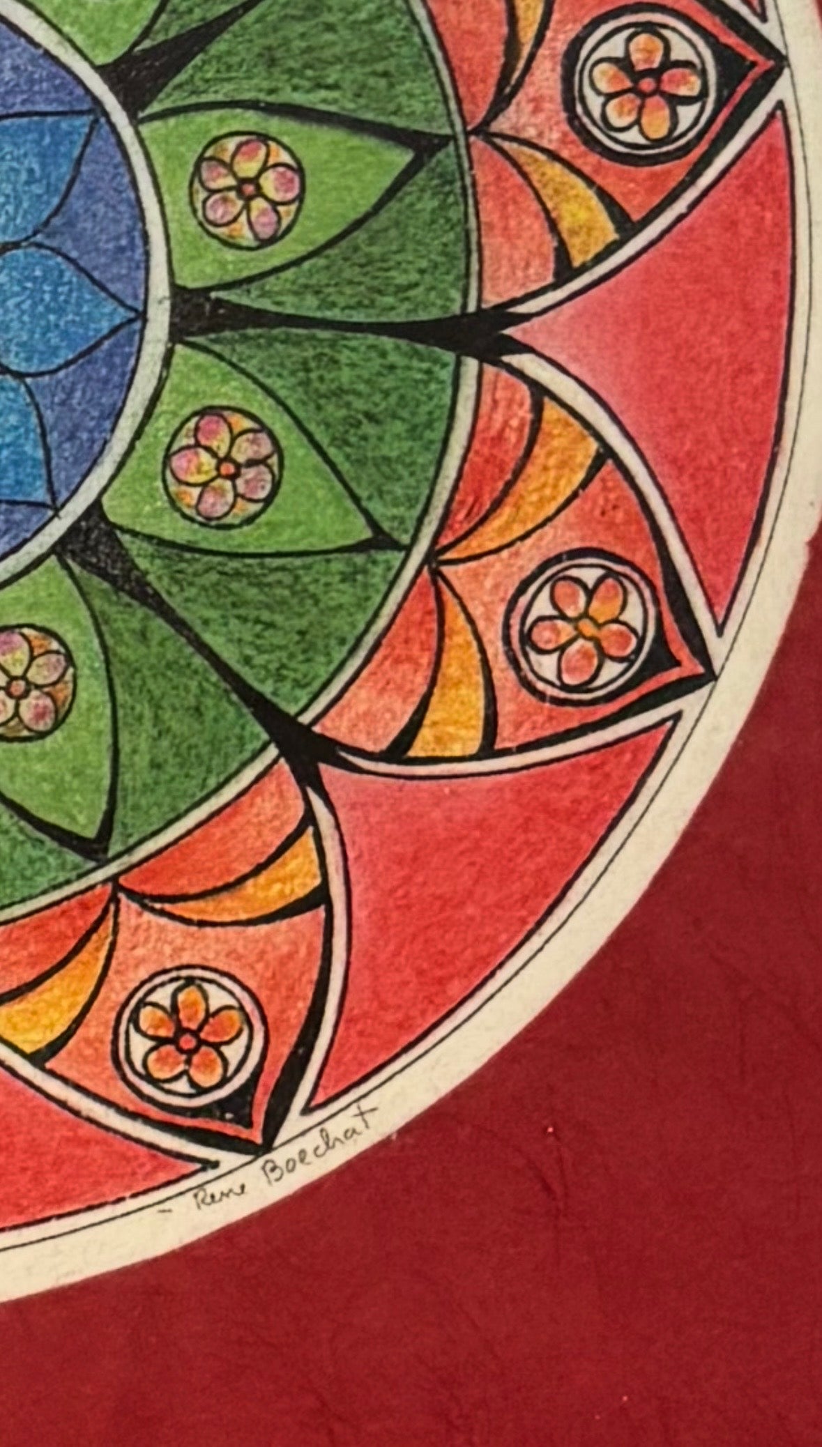 Quadro Antigo Mandala Original Pintada à Mão – Rene Boechat  2004