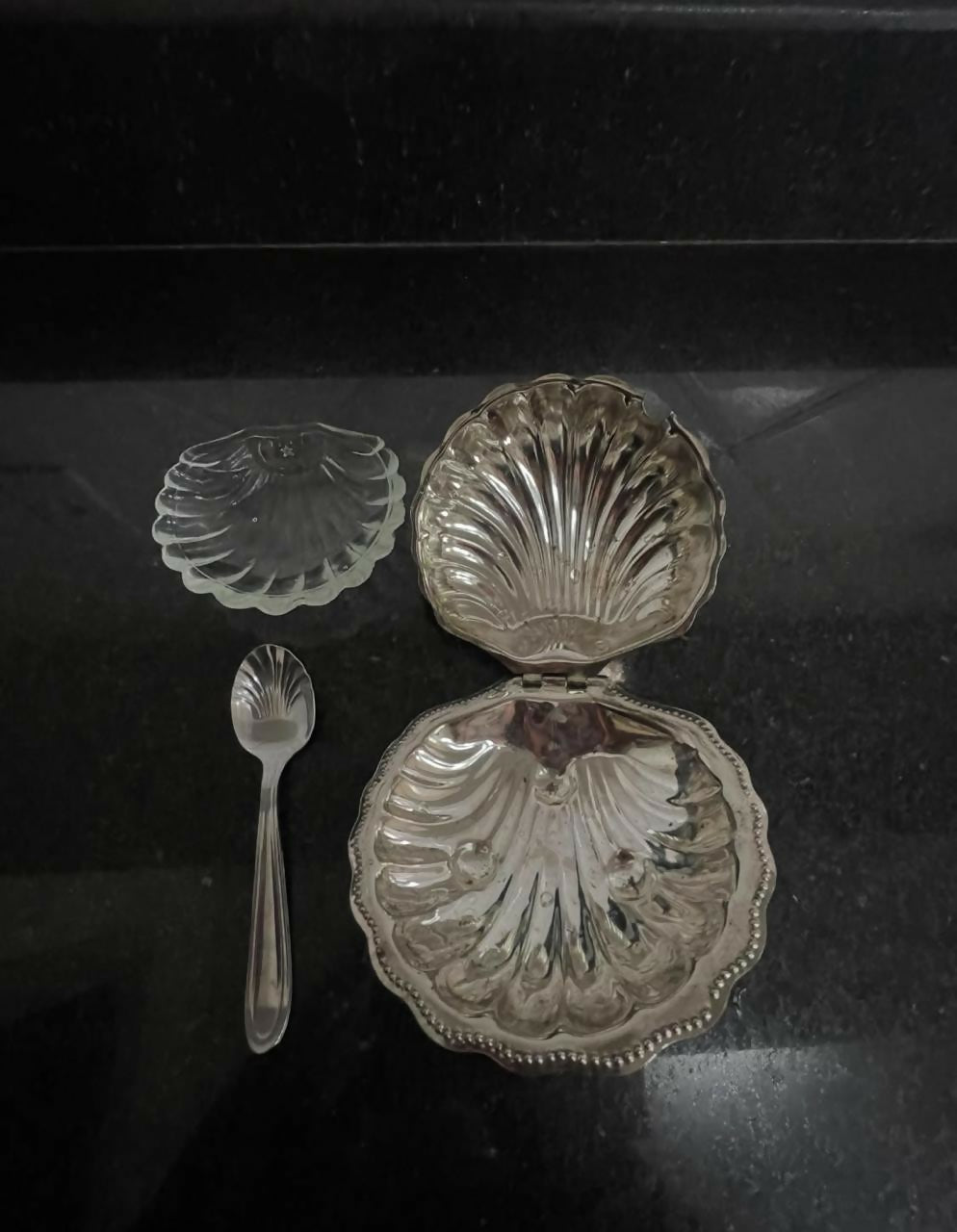 Conjunto para bolo Conchas e porta geleia em formato de conchas