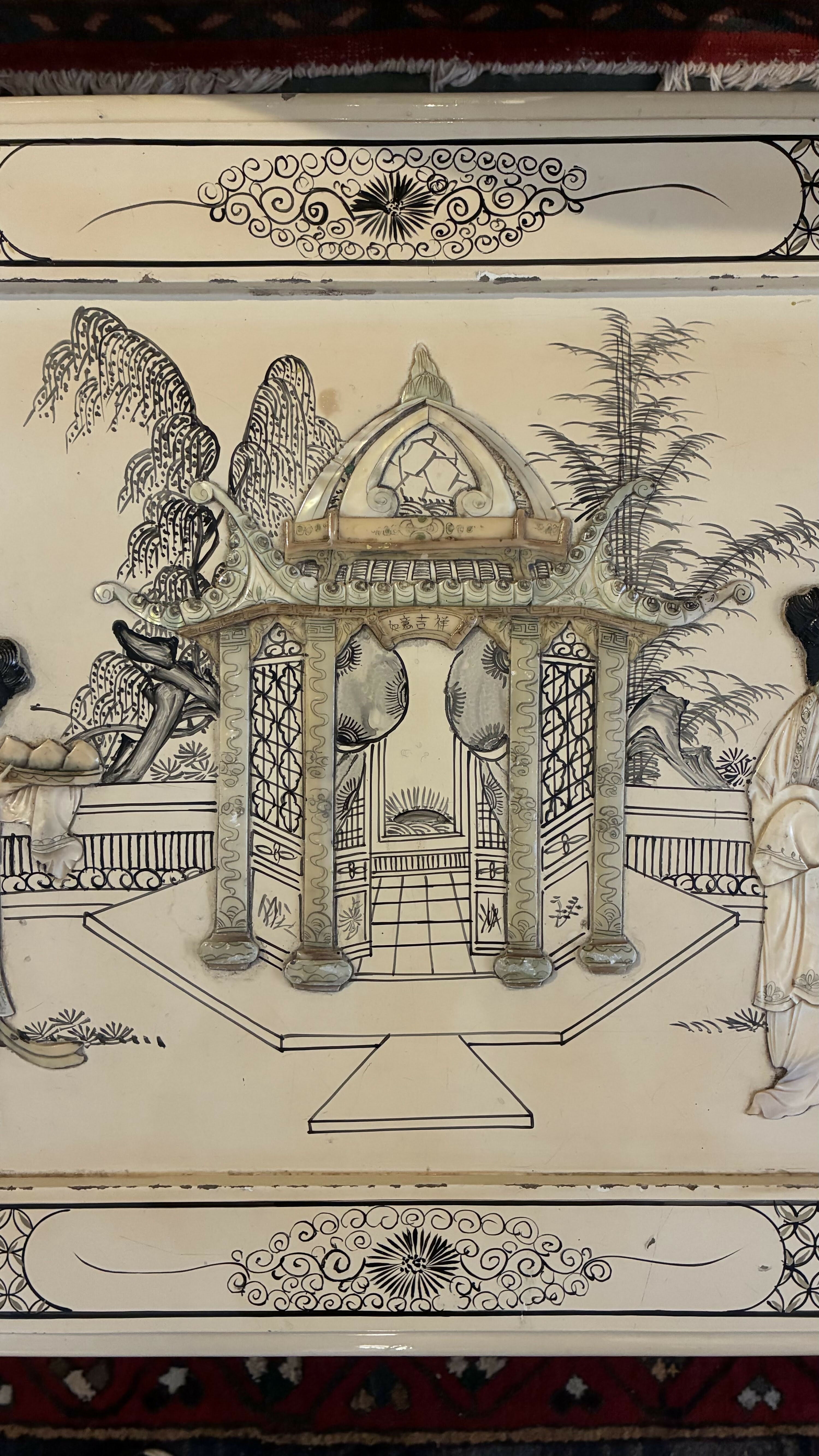 Mesa de Centro Retangular Chinoiserie Laqueada