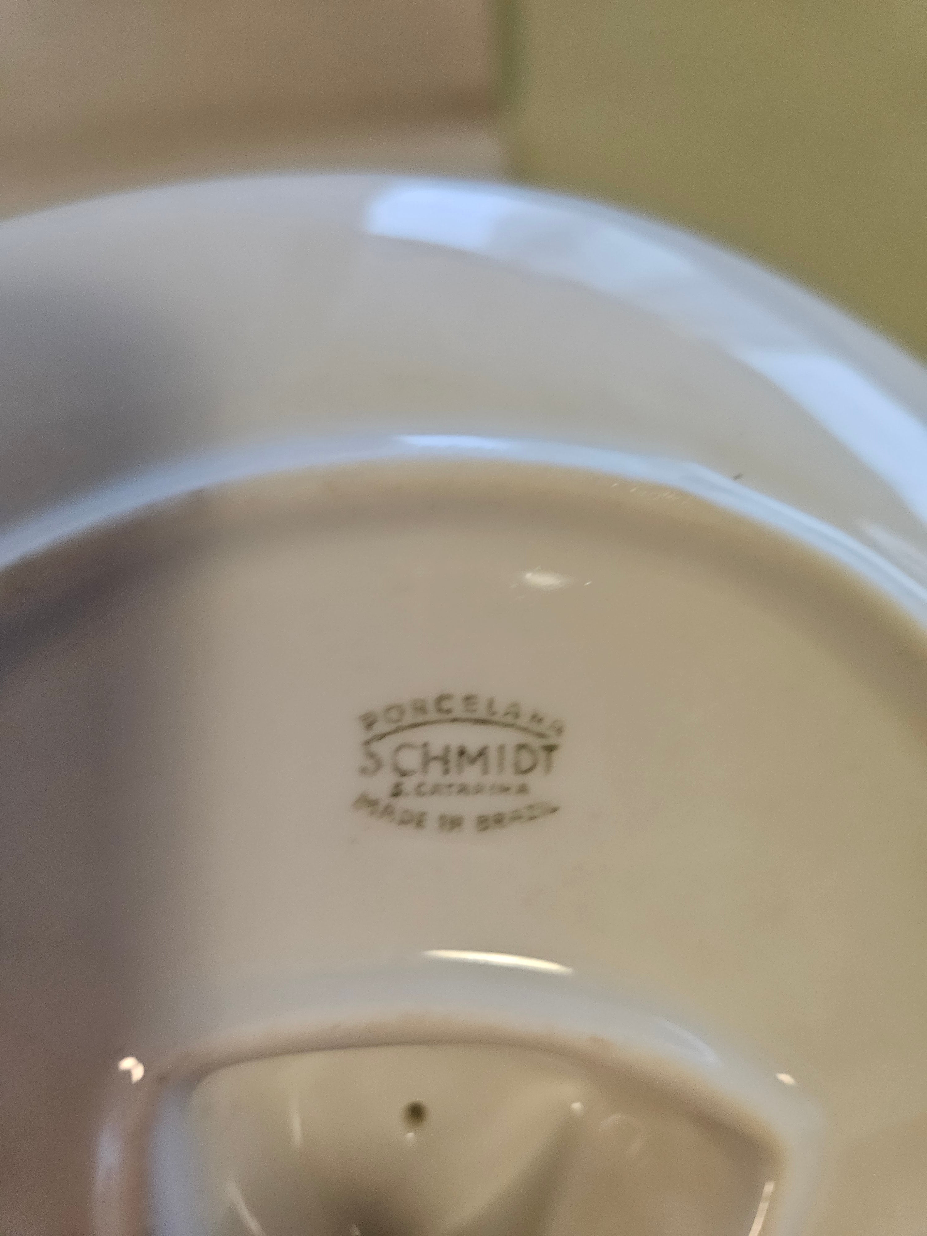 Petisqueira Tripla Vintage Porcelana Schmidt - Estampa Peixe e Filete de Ouro