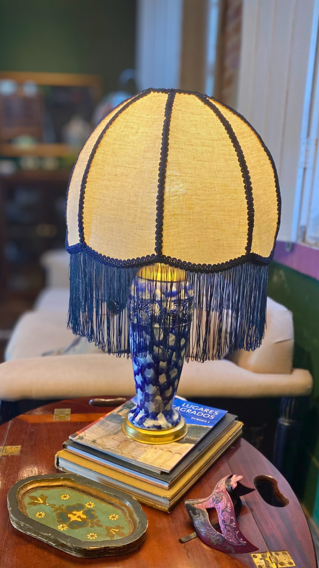 Abajur "Celeste" em porcelana azul delicada