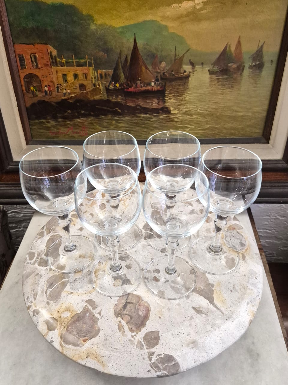 Conjunto de 6 taças de vinho em cristal de chumbo fino vintage. Perfeitas condições!
