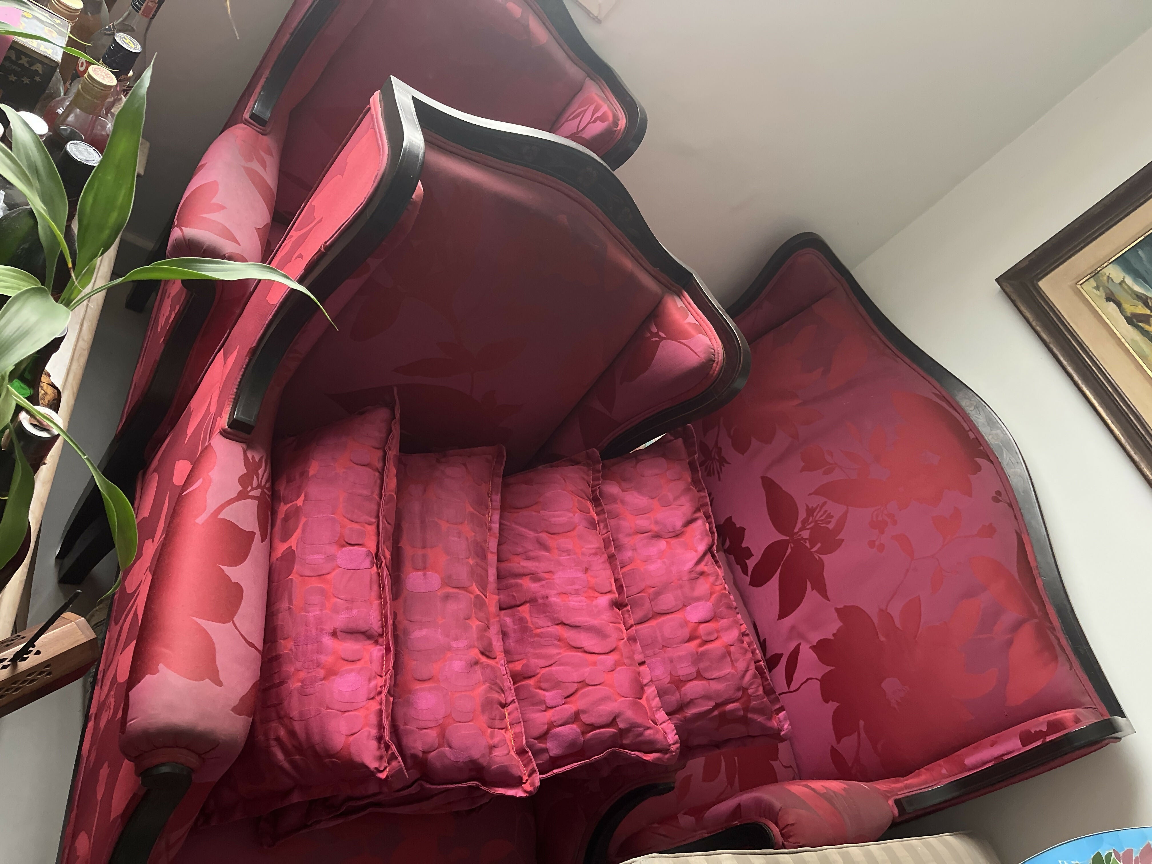 Conjunto Sala Vermelho / Cereja - sofá com 2 poltronas