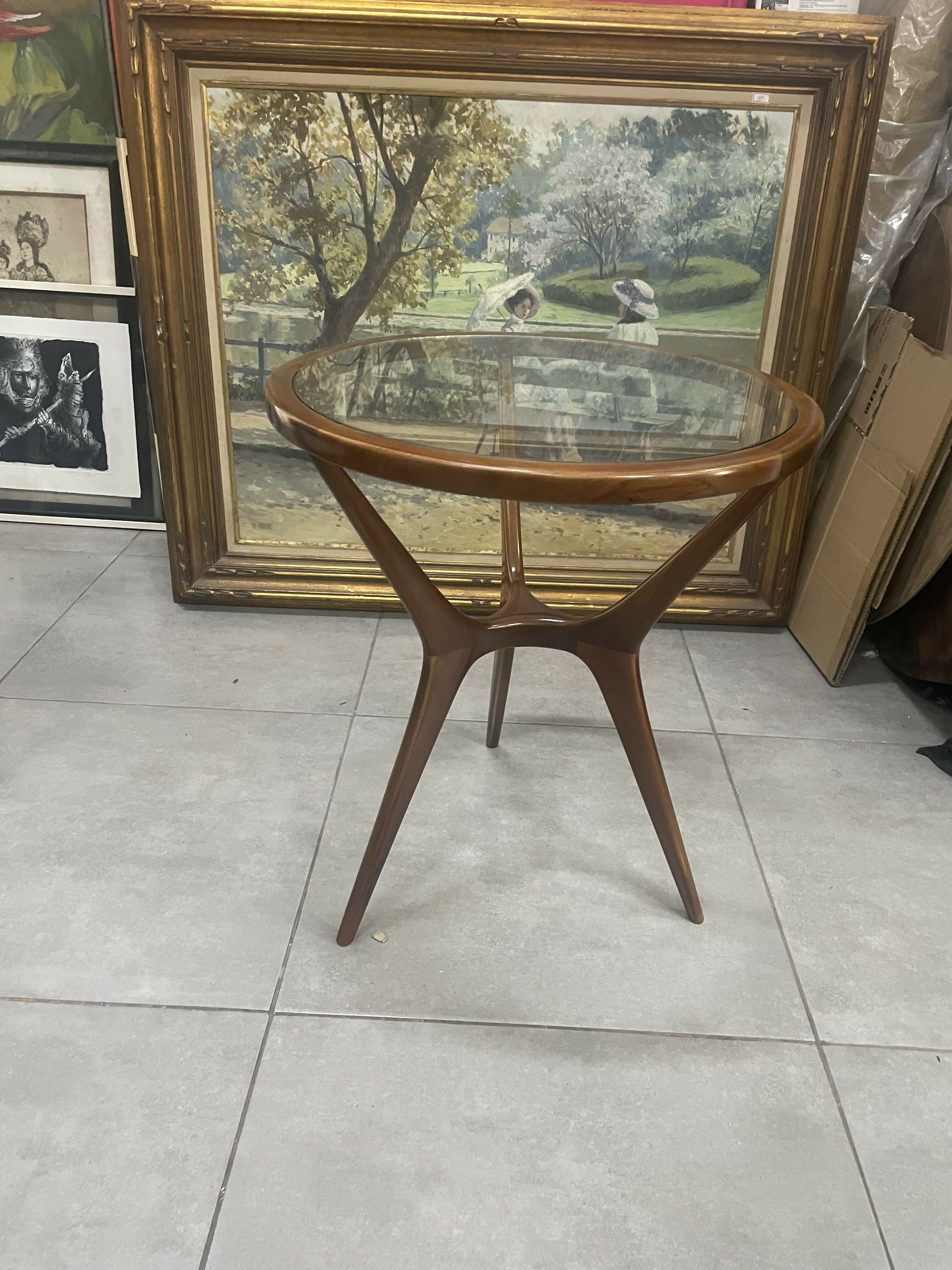 Mesa de Canto Scapinelli – Madeira Freijó e Vidro, Anos 60