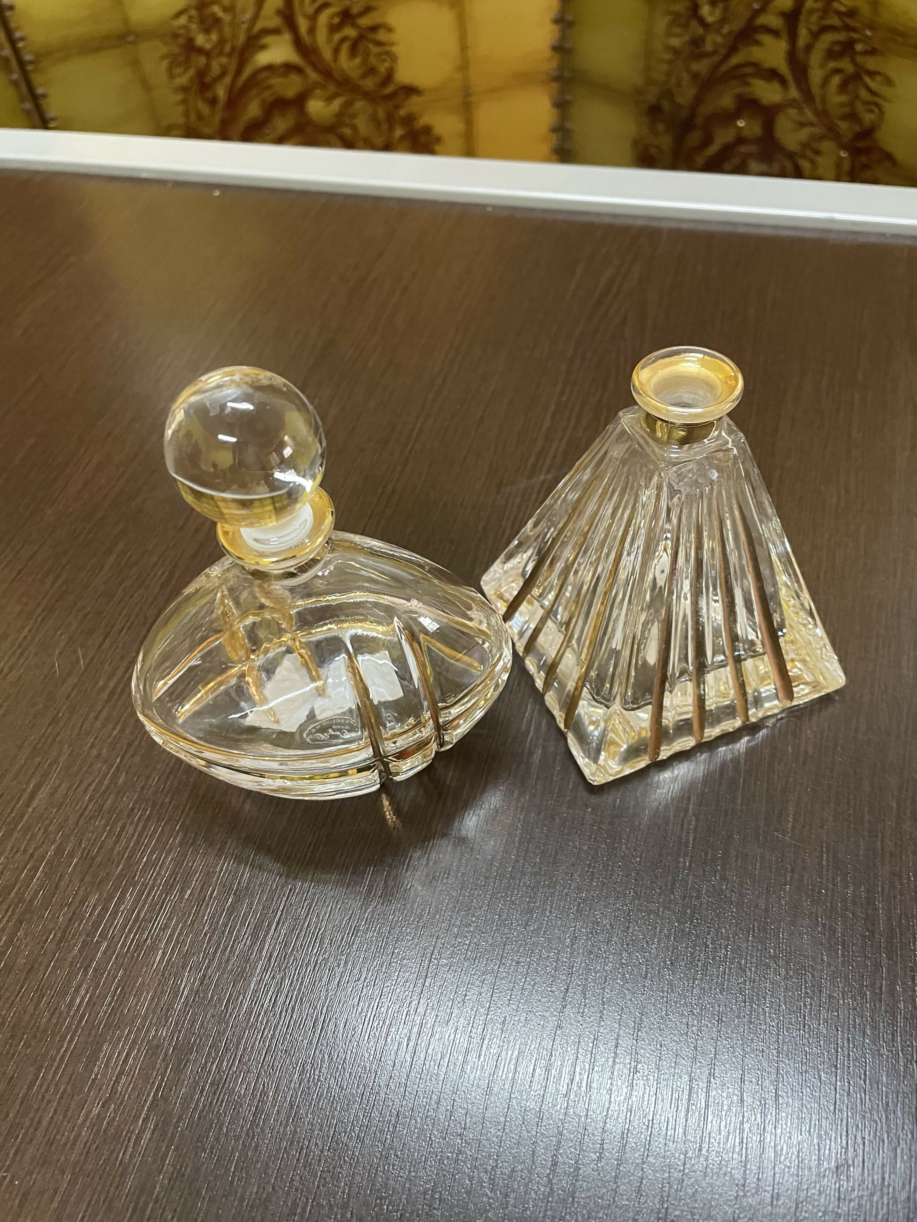 Jogo de Perfumeiro cristal friso dourado