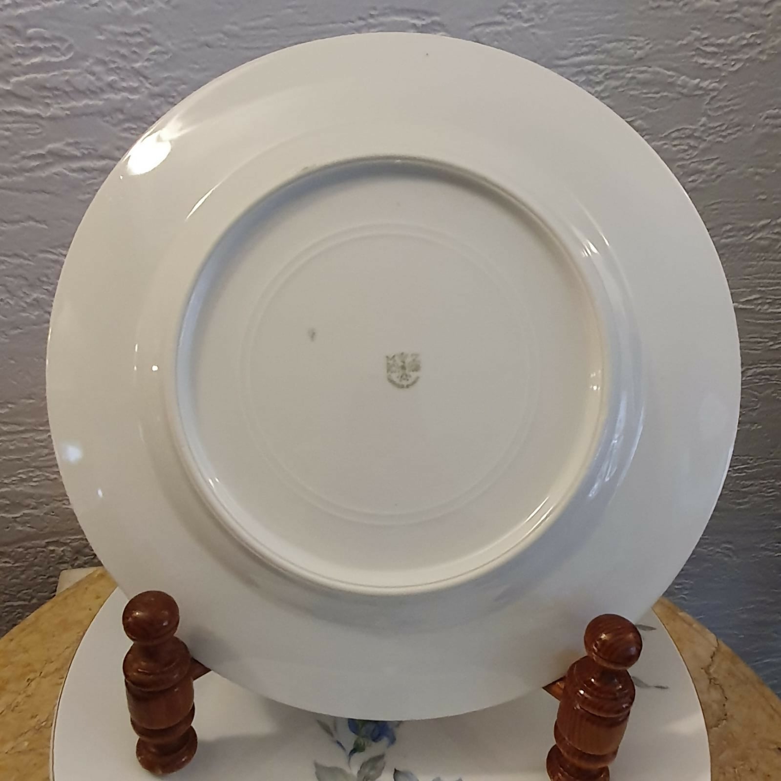 Conjunto de 9 pratos rasos em porcelana tcheca antiga MZ. Ótimo estado!