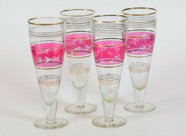 Conjunto de 4 Tulipas cristal - década 60