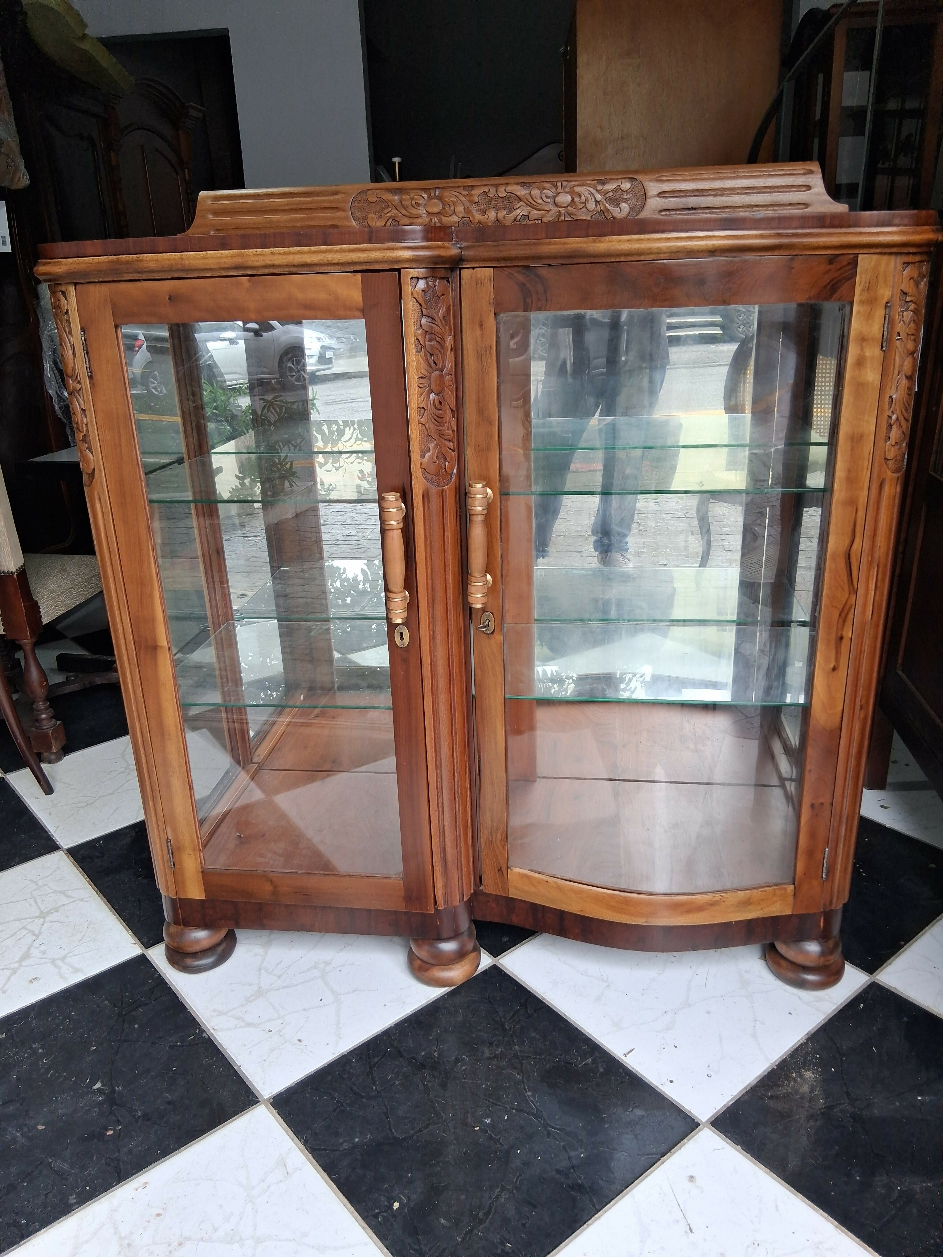 Cristaleira Antiga Madeira Imbuia