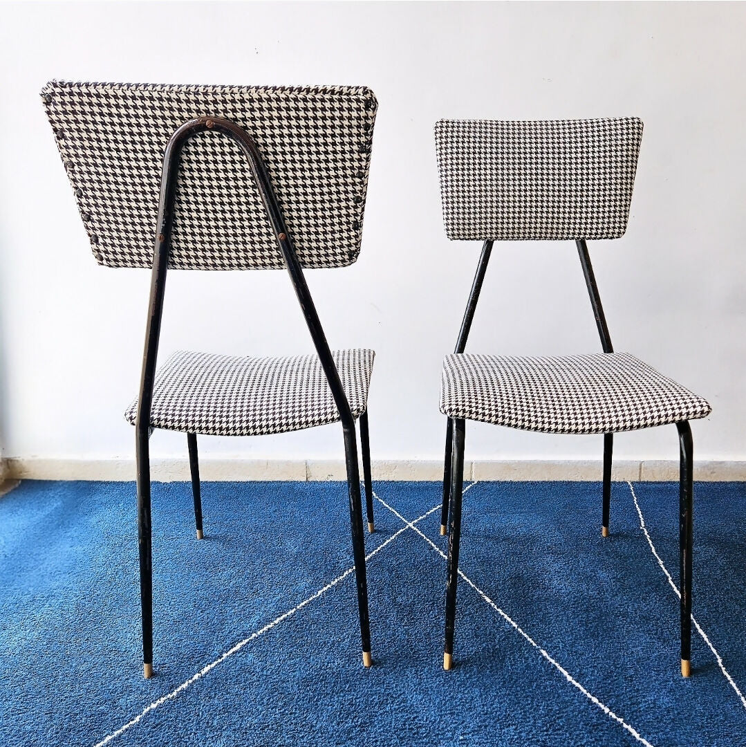 PAR DE CADEIRAS ANOS 50 com tecido Pied de Poule