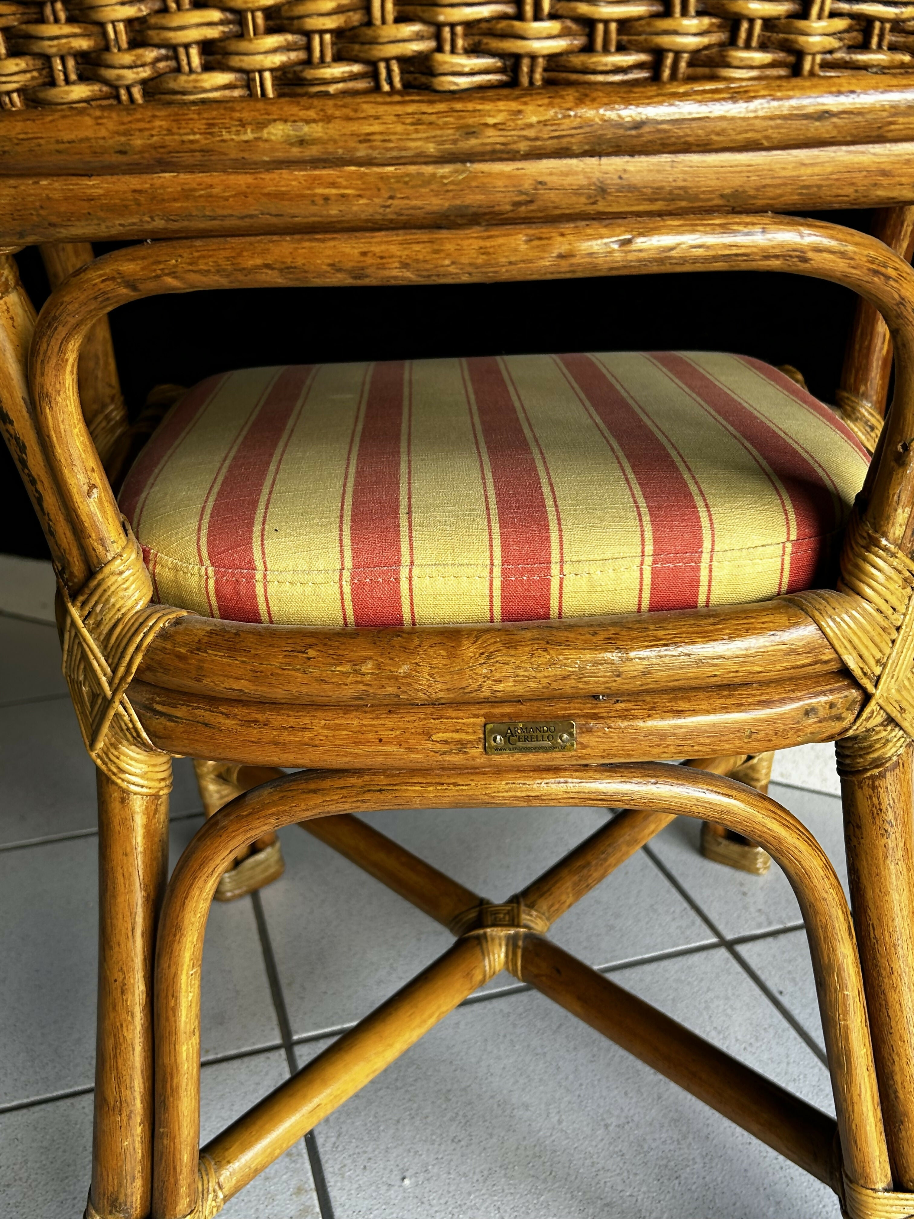 Quarteto Cadeiras Armando Cerello em rattan / fibra natural