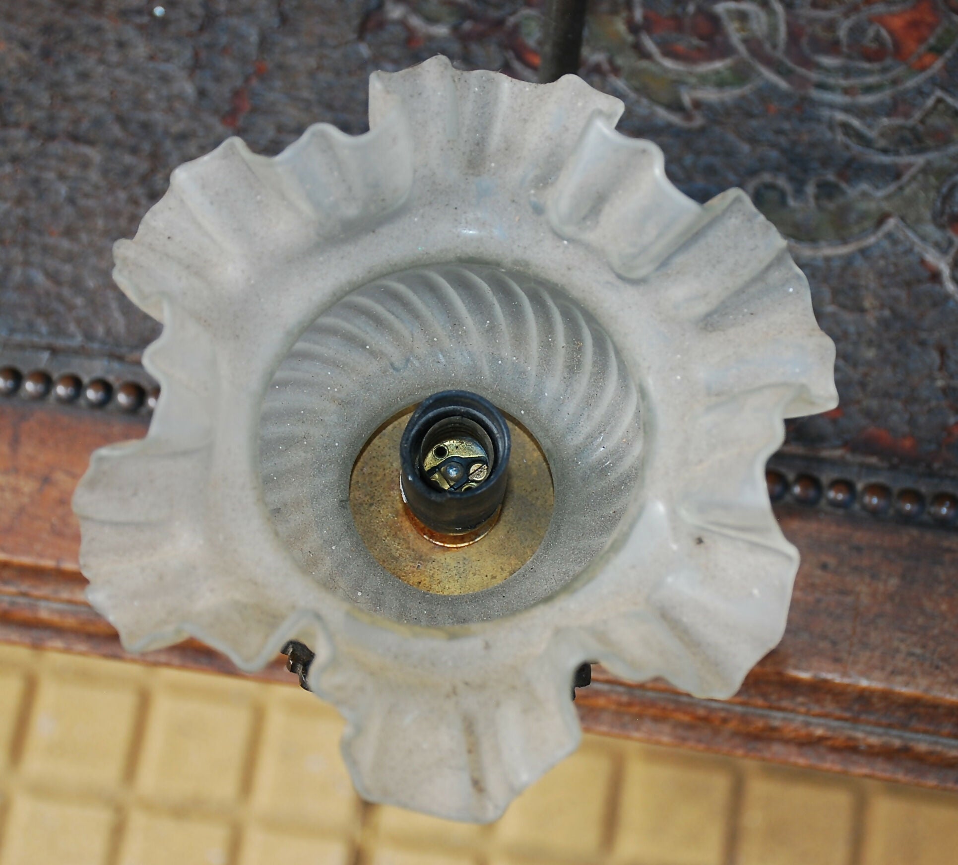 lustre bronze carlo montalto , 5 bocais , anos 70