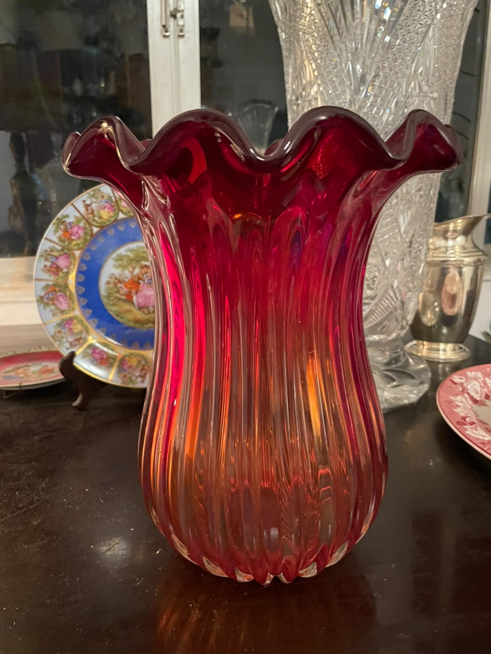 Enorme vaso de murano vermelho 
