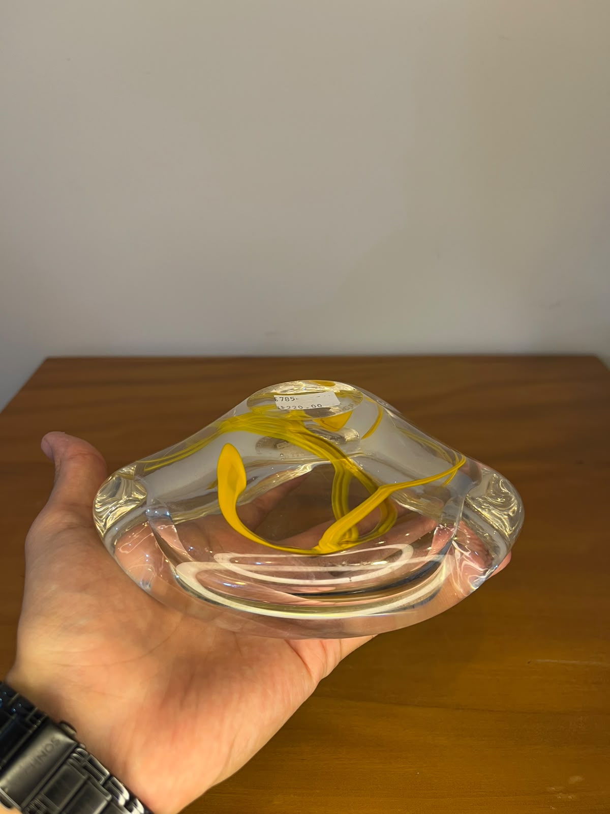 Centro de mesa / cinzeiro decorativo em vidro artístico – 15 cm
