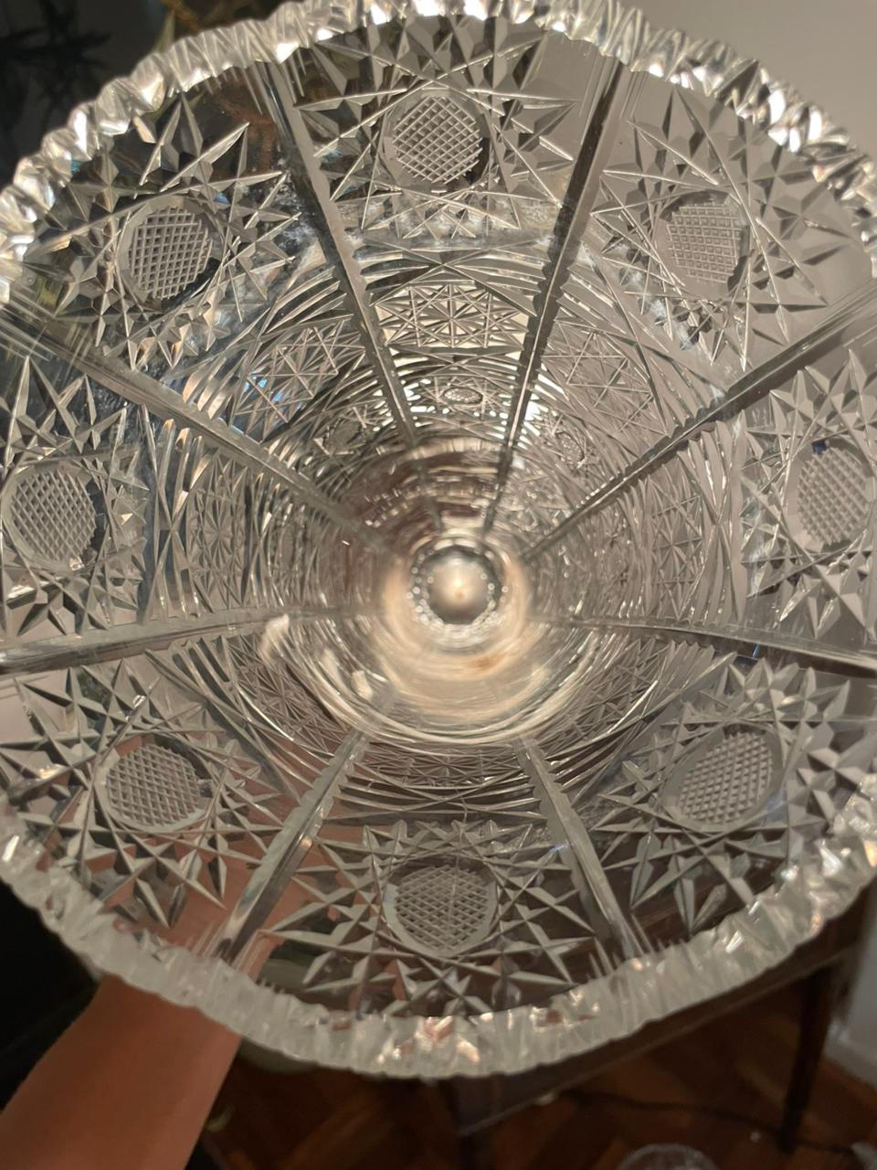 Grande vaso de cristal lapidado