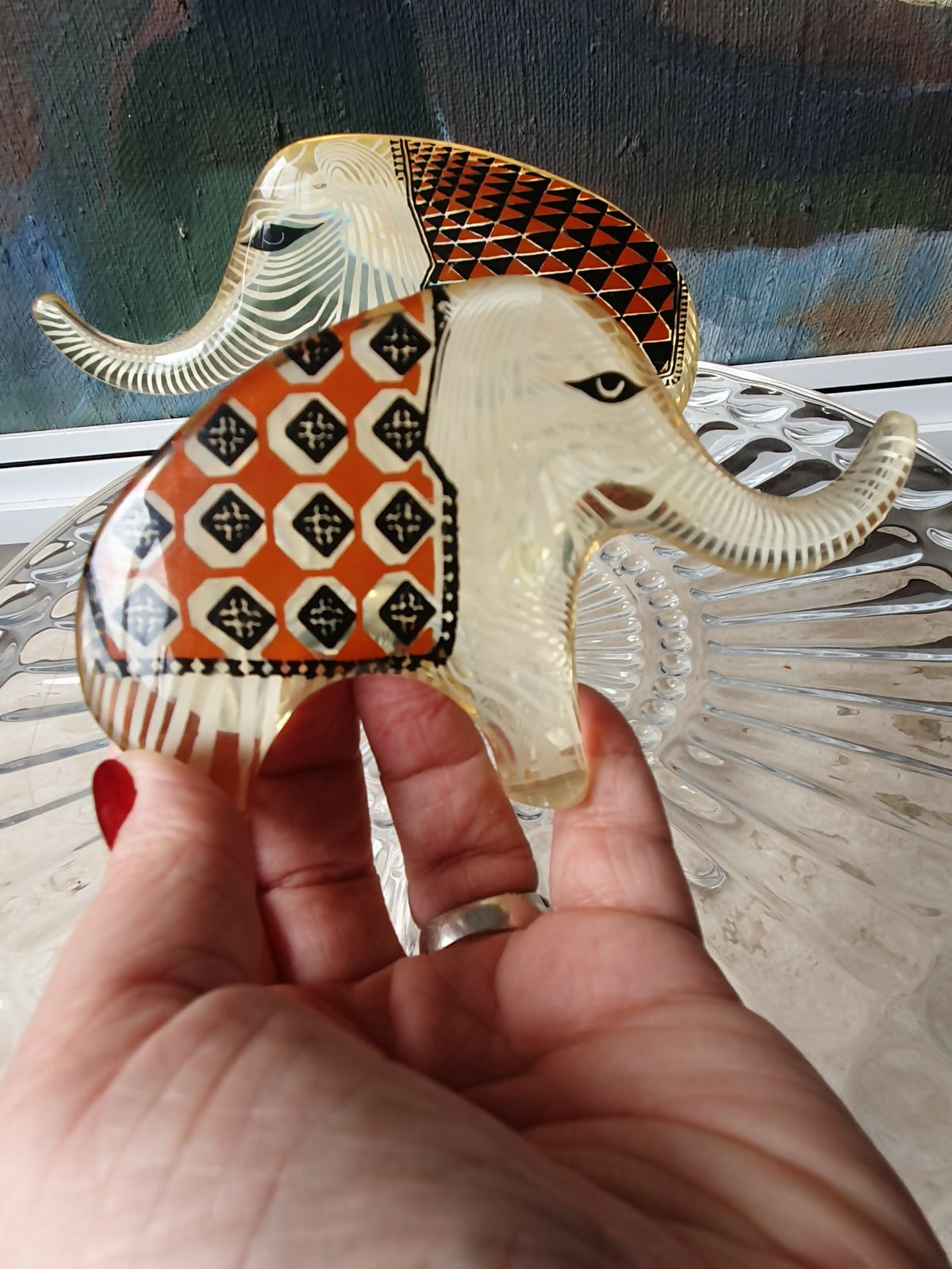 Par de Esculturas modernistas de elefantes em acrílico Palatnik. Perfeito estado de conservação!