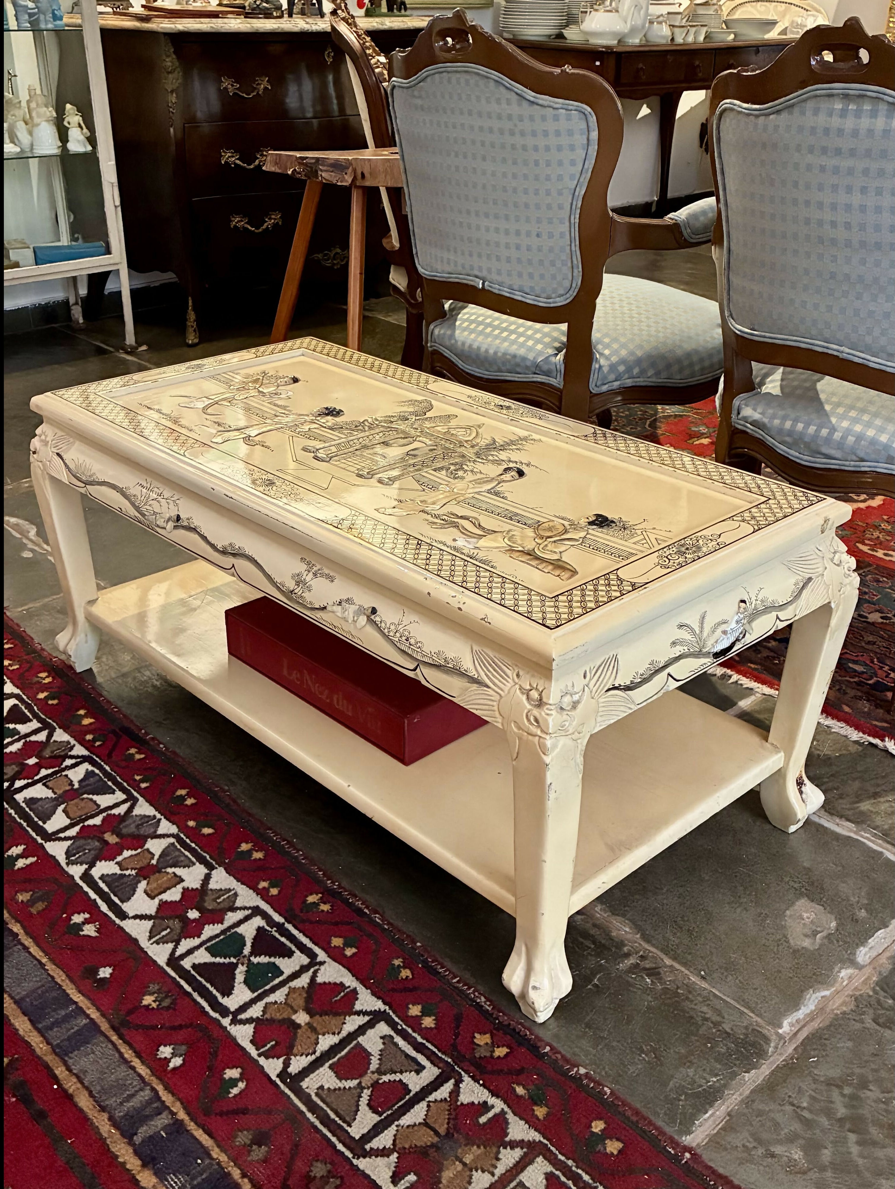 Mesa de Centro Retangular Chinoiserie Laqueada
