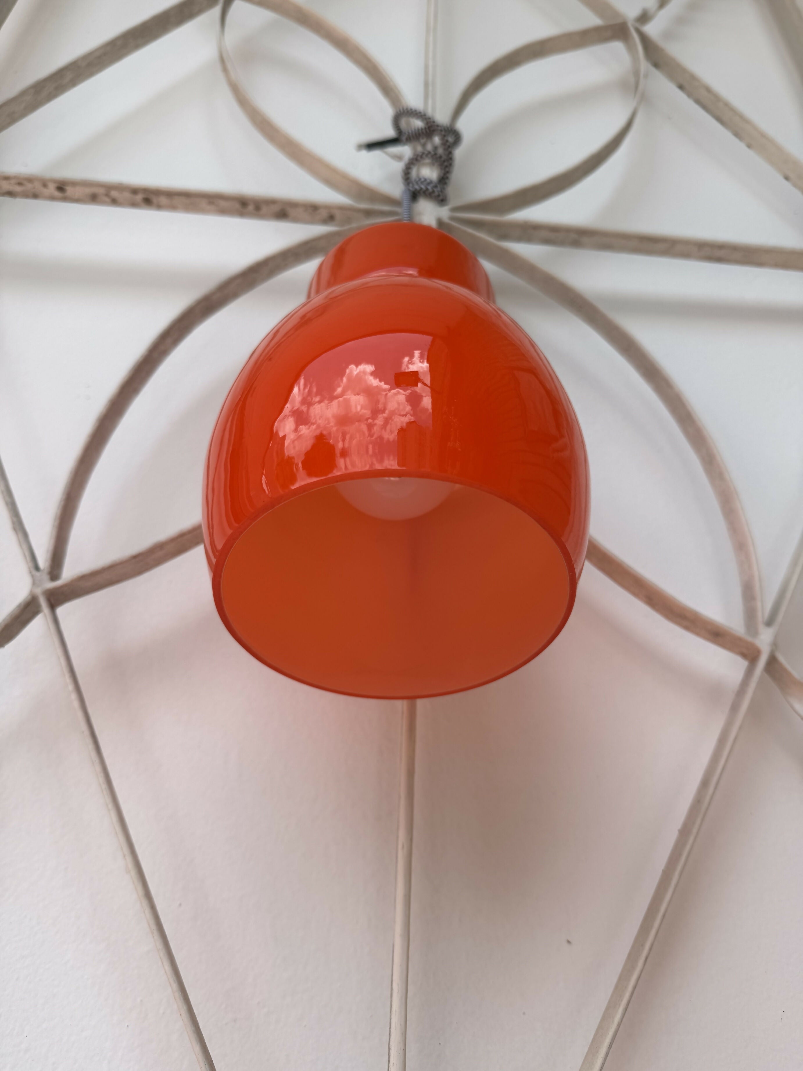 RARO Pendente Opalina Laranja Art Deco