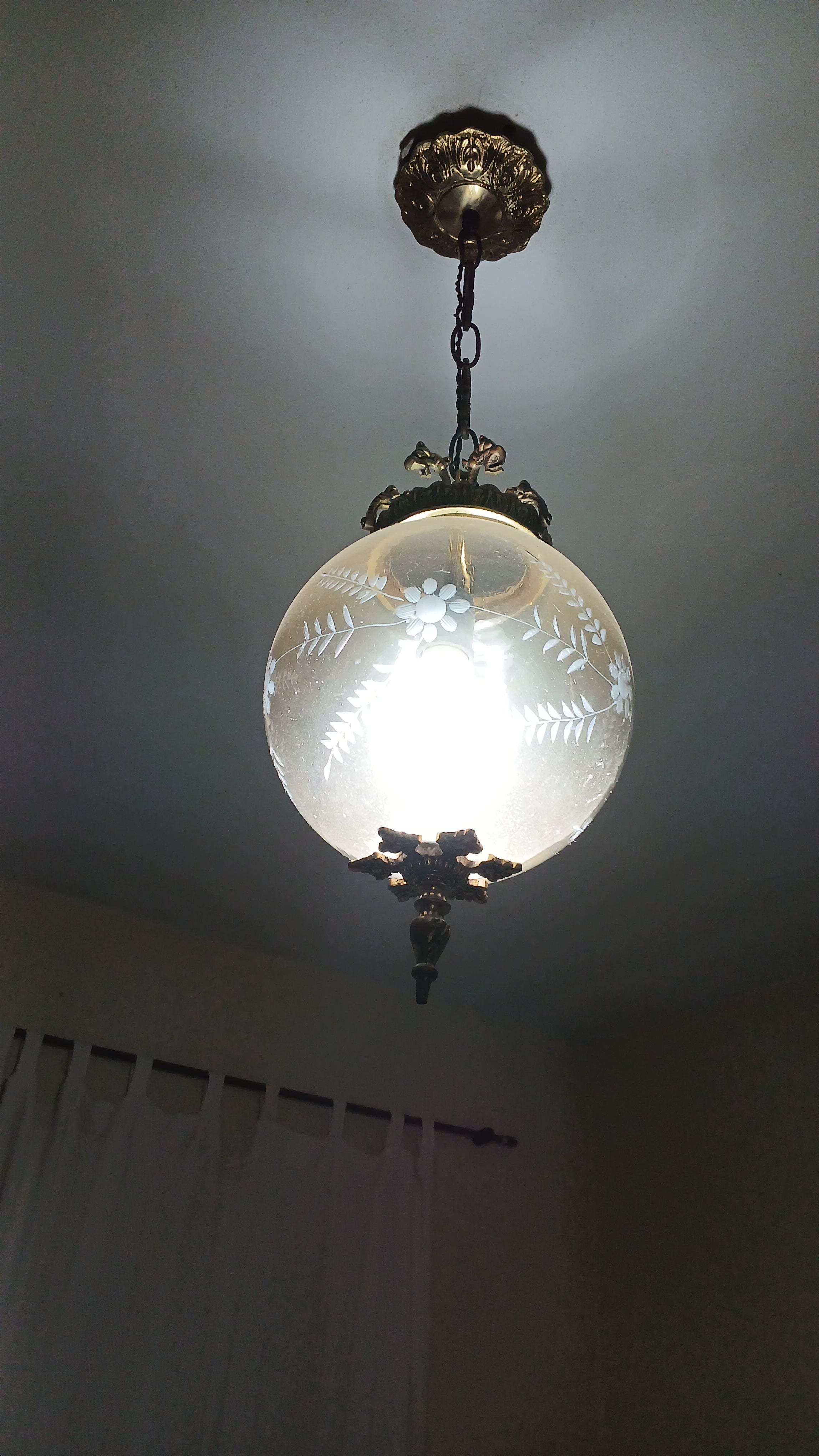Lustre redondo em cristal e bronze anos 80 (valor unitário) 
