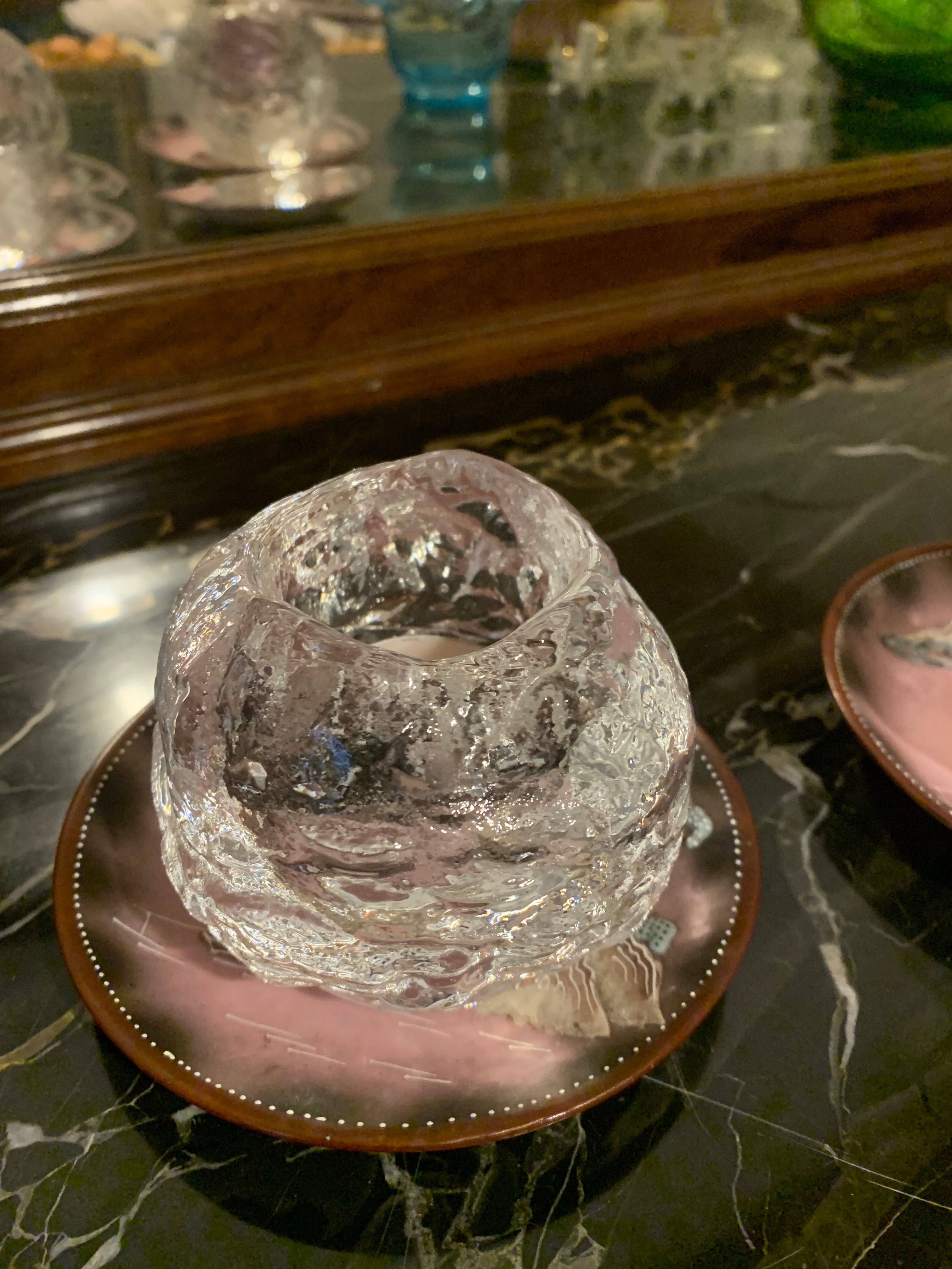 Dois lindos castiçais em cristal sueco Kosta Boda