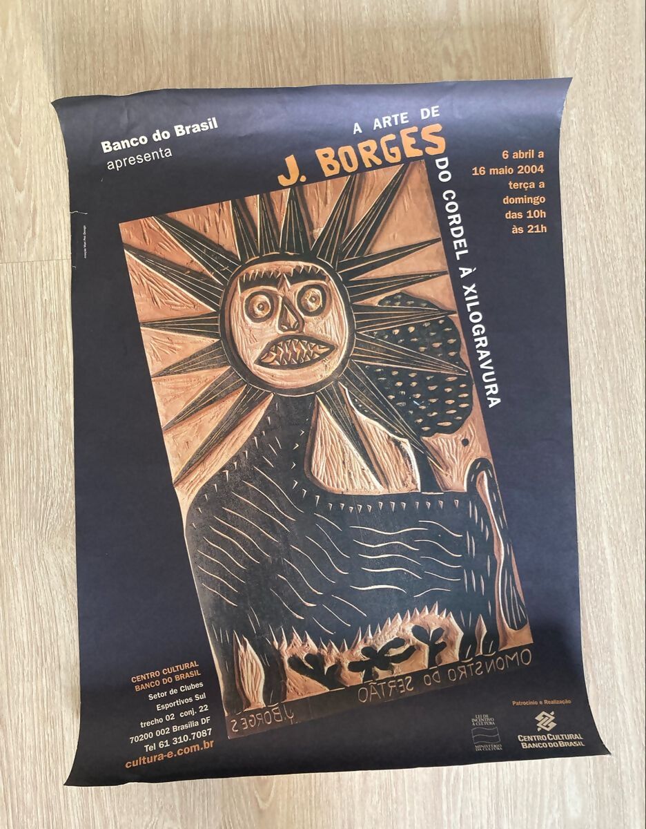 Poster vintage de exposição no ccbb J.Borges no tamanho 46x64