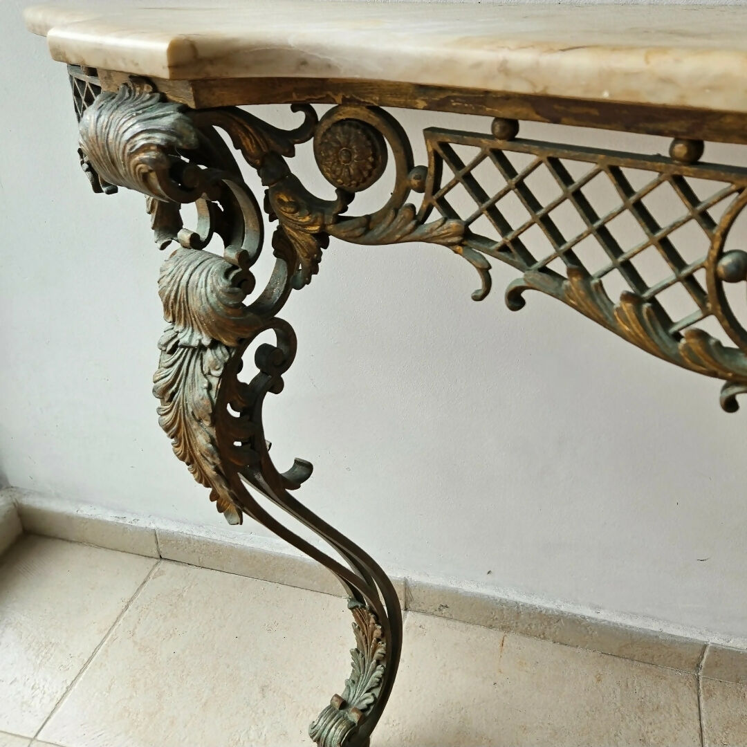 APARADOR COM ESPELHO EM FERRO FORGE - ANOS 50