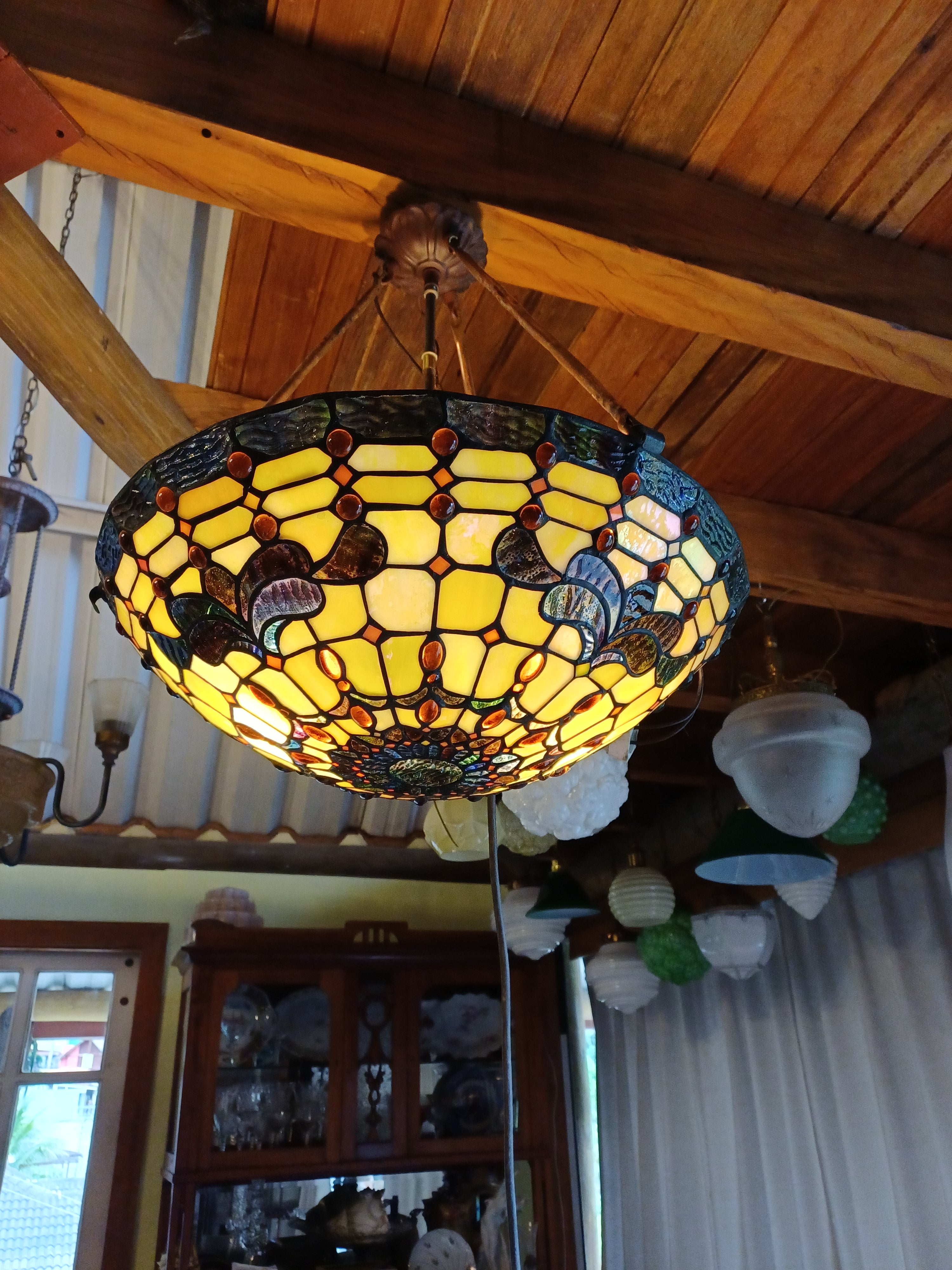 Luminaria pendente vitral estilo tiffany