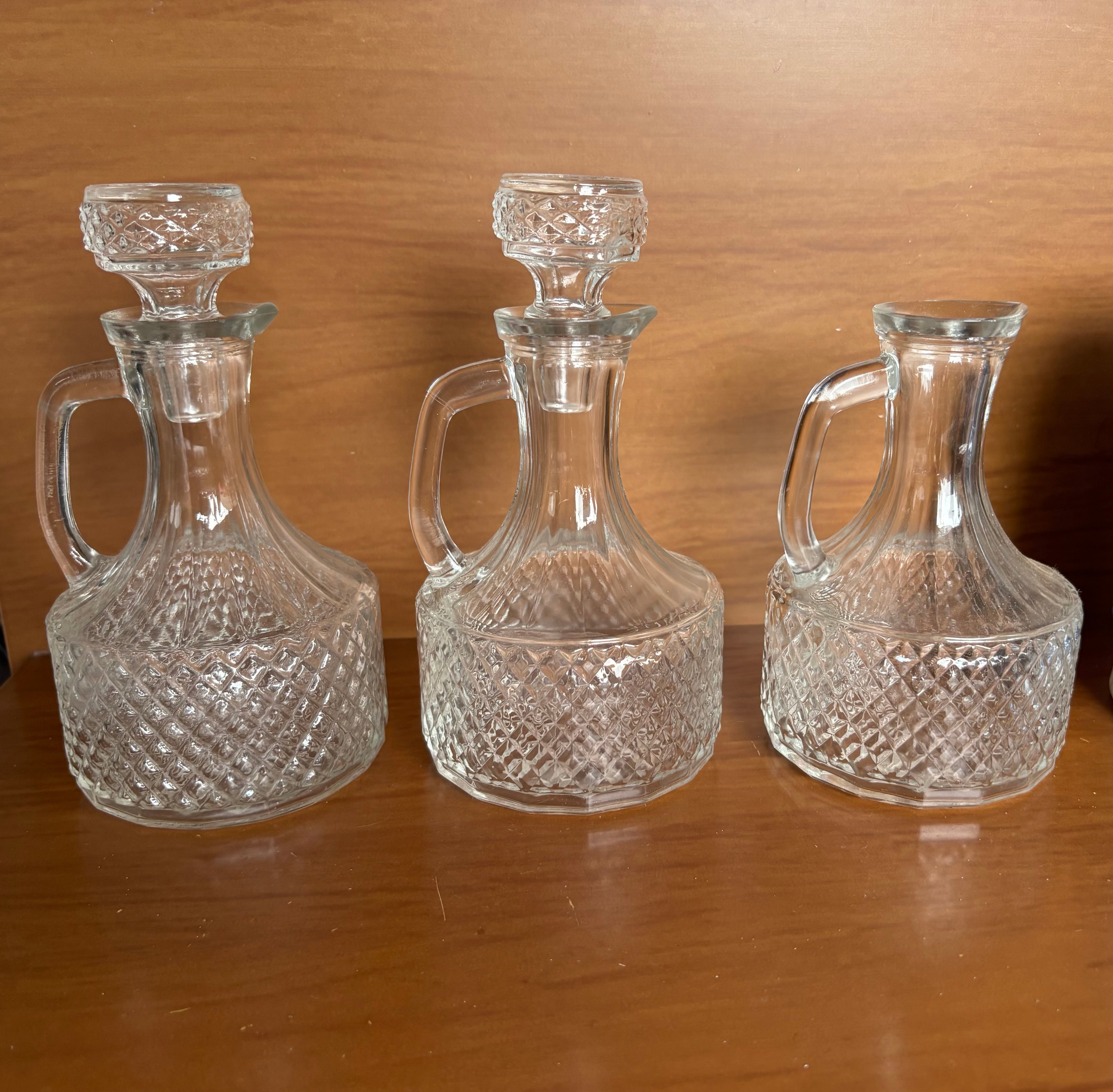 Vintage Anos 70/80: Trio Galheteiros Wheaton Barroco em vidro texturizado 