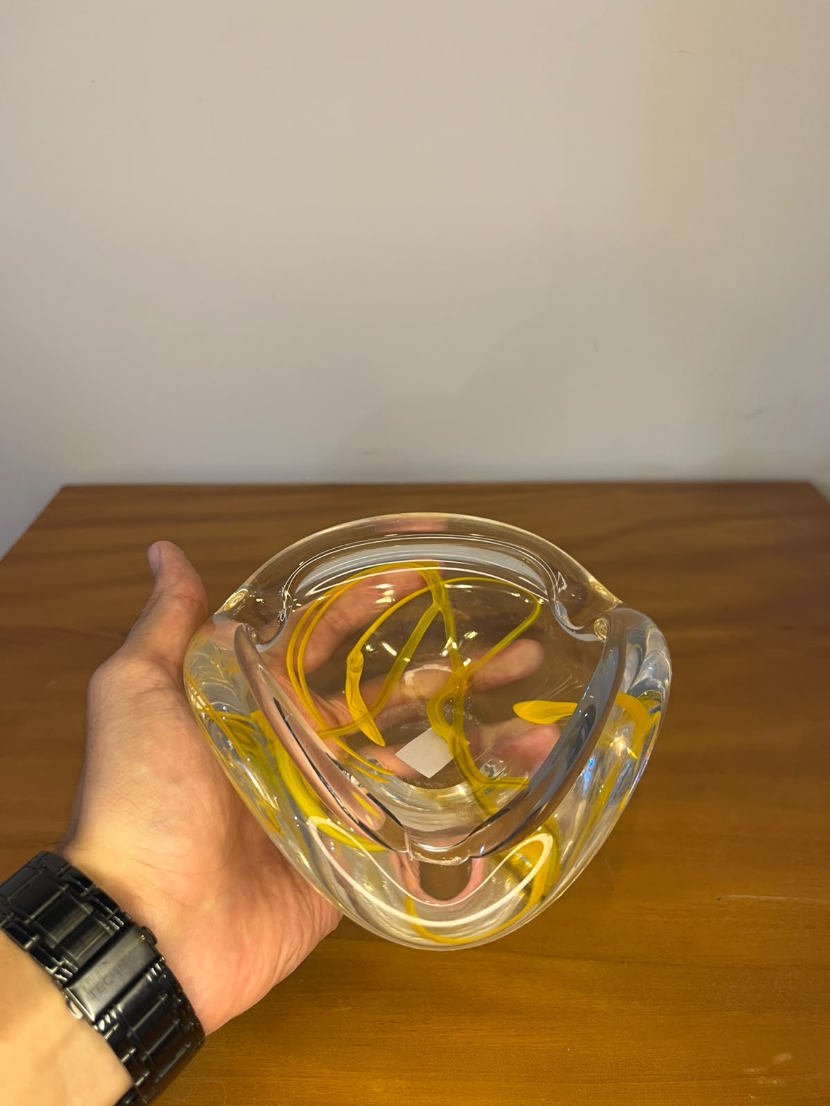 Centro de mesa / cinzeiro decorativo em vidro artístico – 15 cm