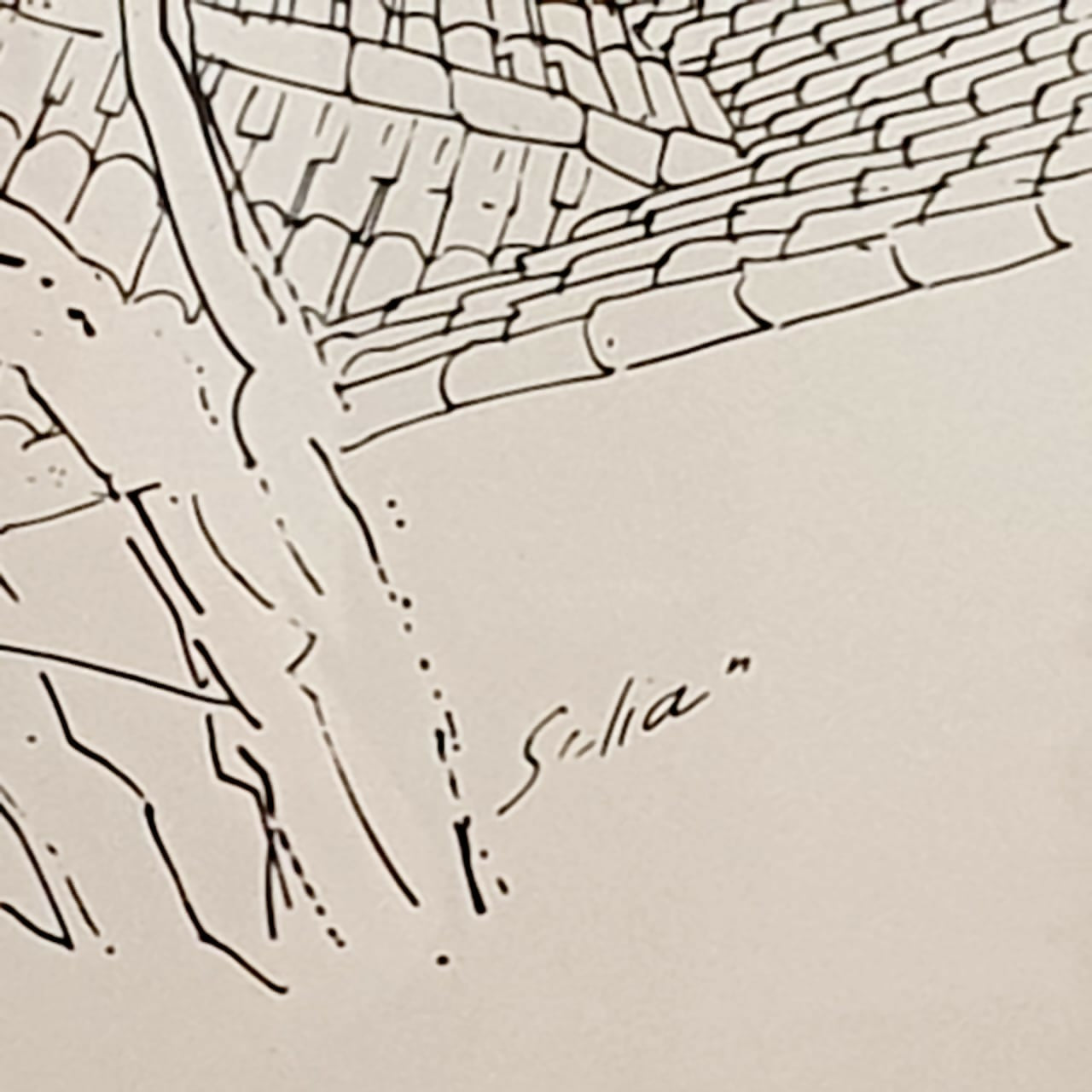 Quadro prancha emoldurada de Carlos Scliar do álbum Morros e Telhados de Ouro Preto, 1964.