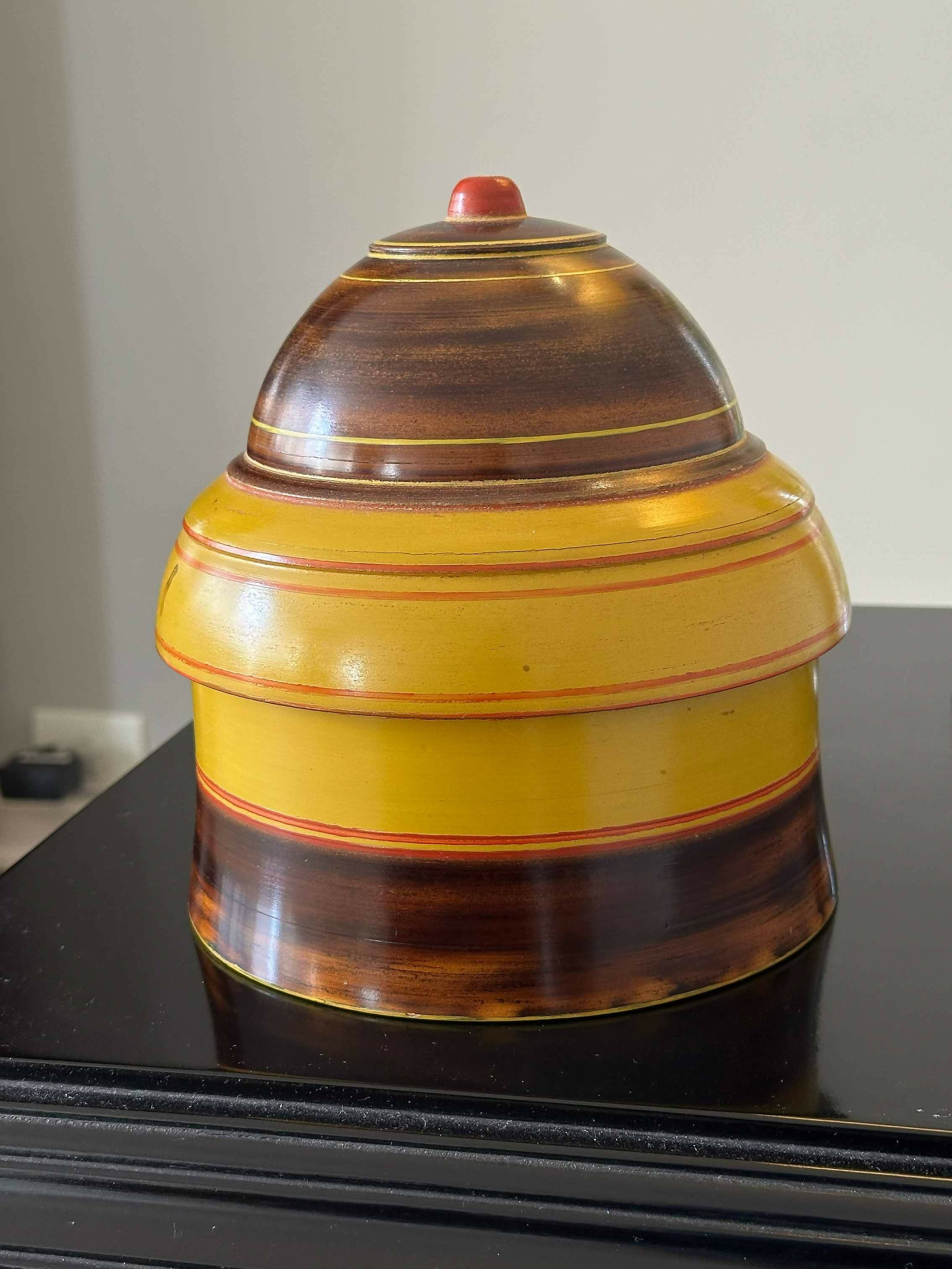 Antigo Pote / Cachepot asiático pintado à mão. com tampa