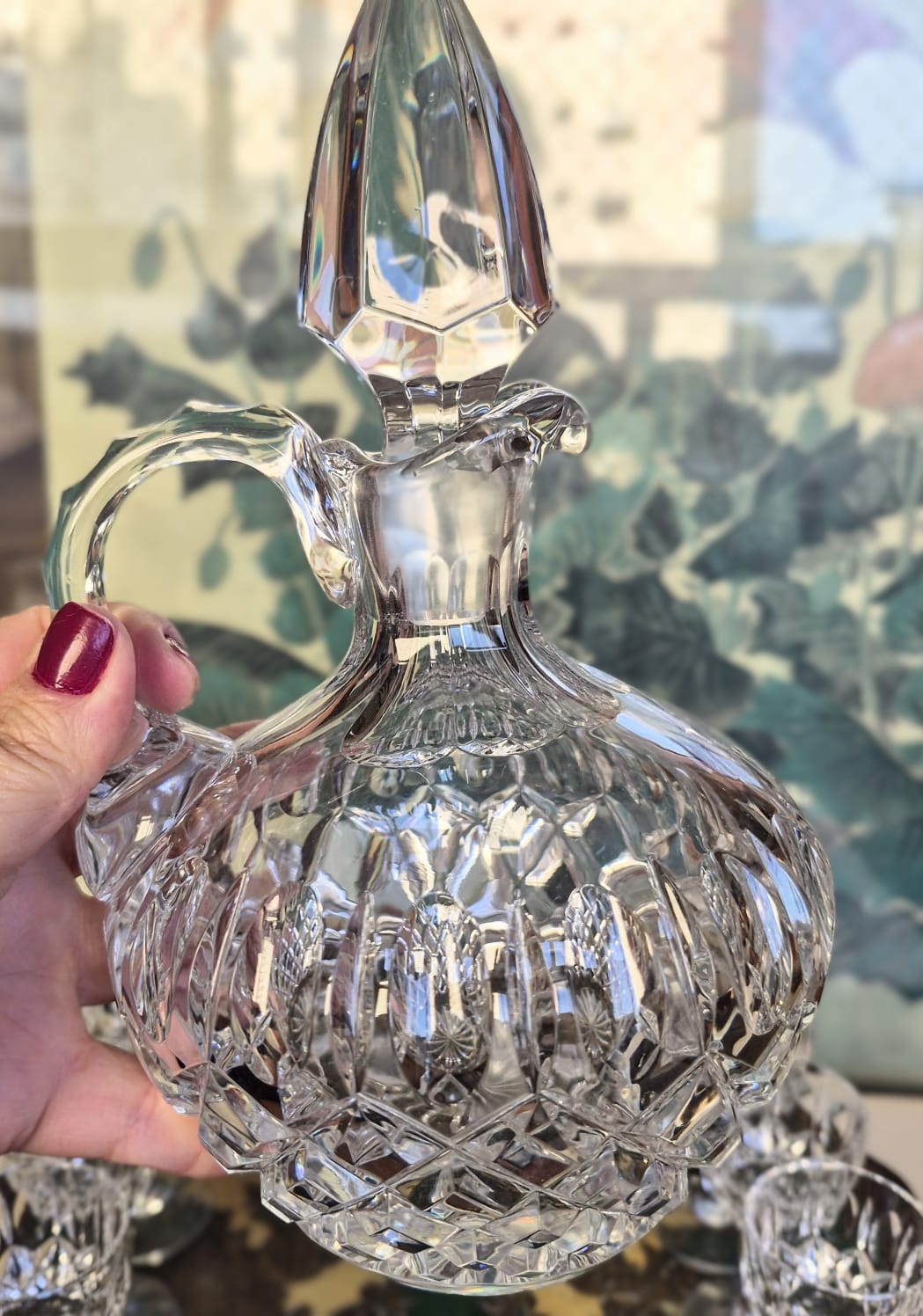 Conjunto de licoreira e taças para licor em cristal de chumbo pesado, primeiríssima linha, alemão, Bleikristall Nachtmann. Anos 60.