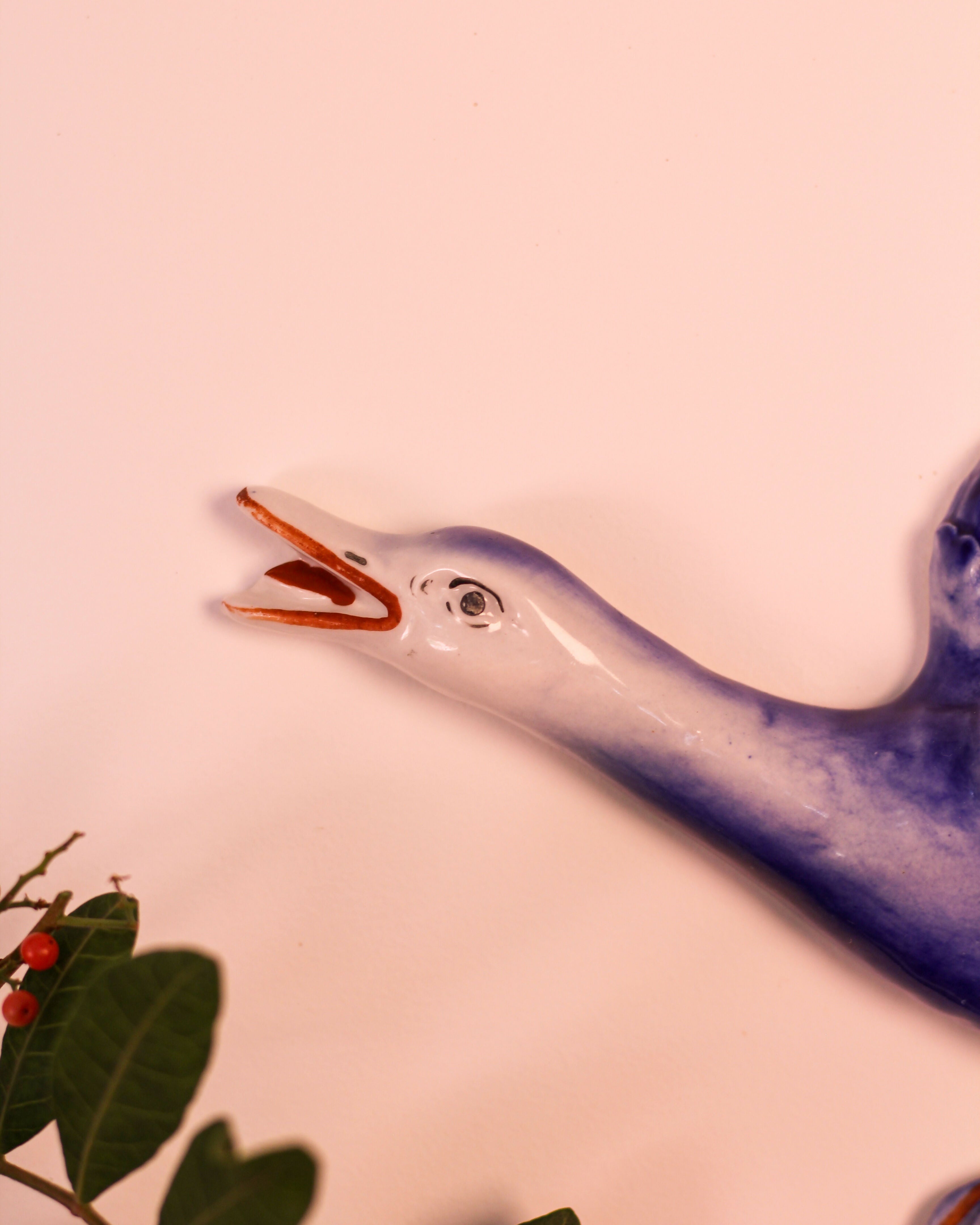 Adornos de parede em porcelana, anos 1960 - Pássaros