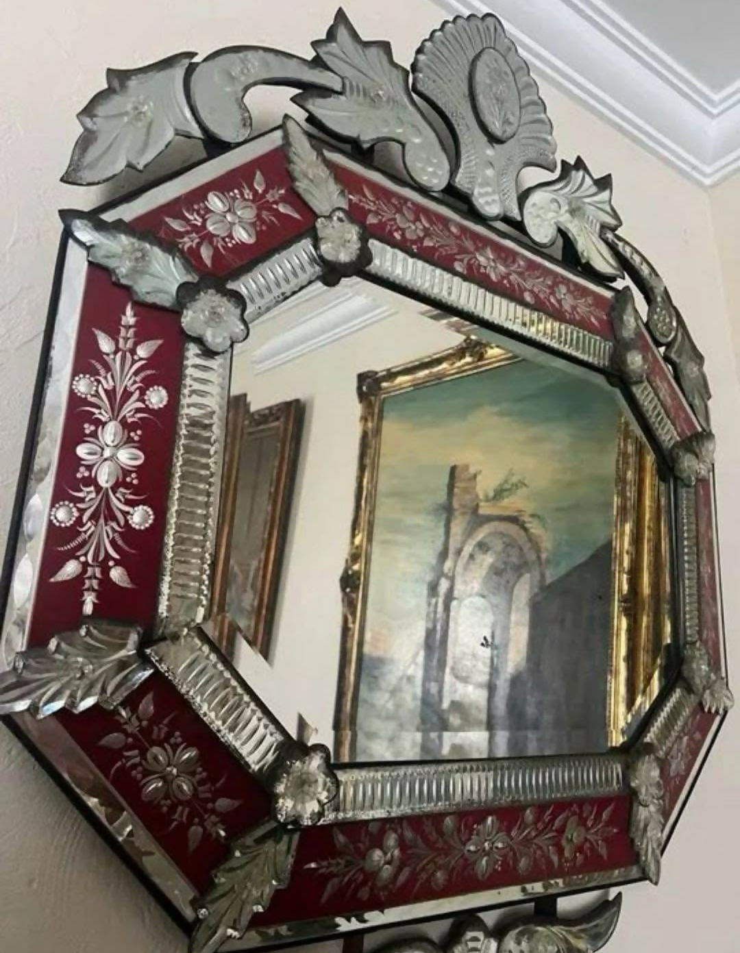 Antigo espelho Veneziano autêntico