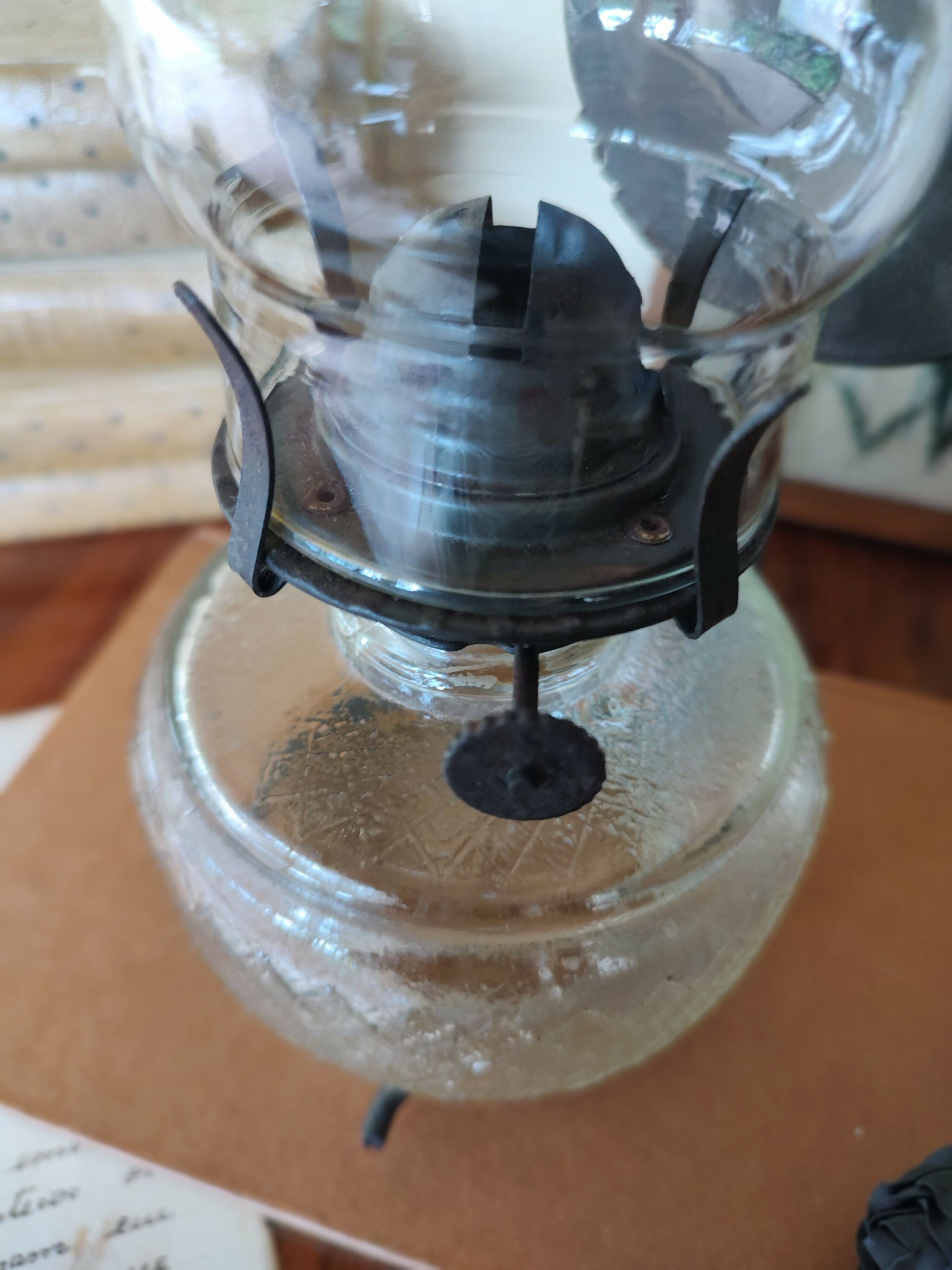 Antiga Lamparina / Lampião de mesa século XIX em vidro colonial