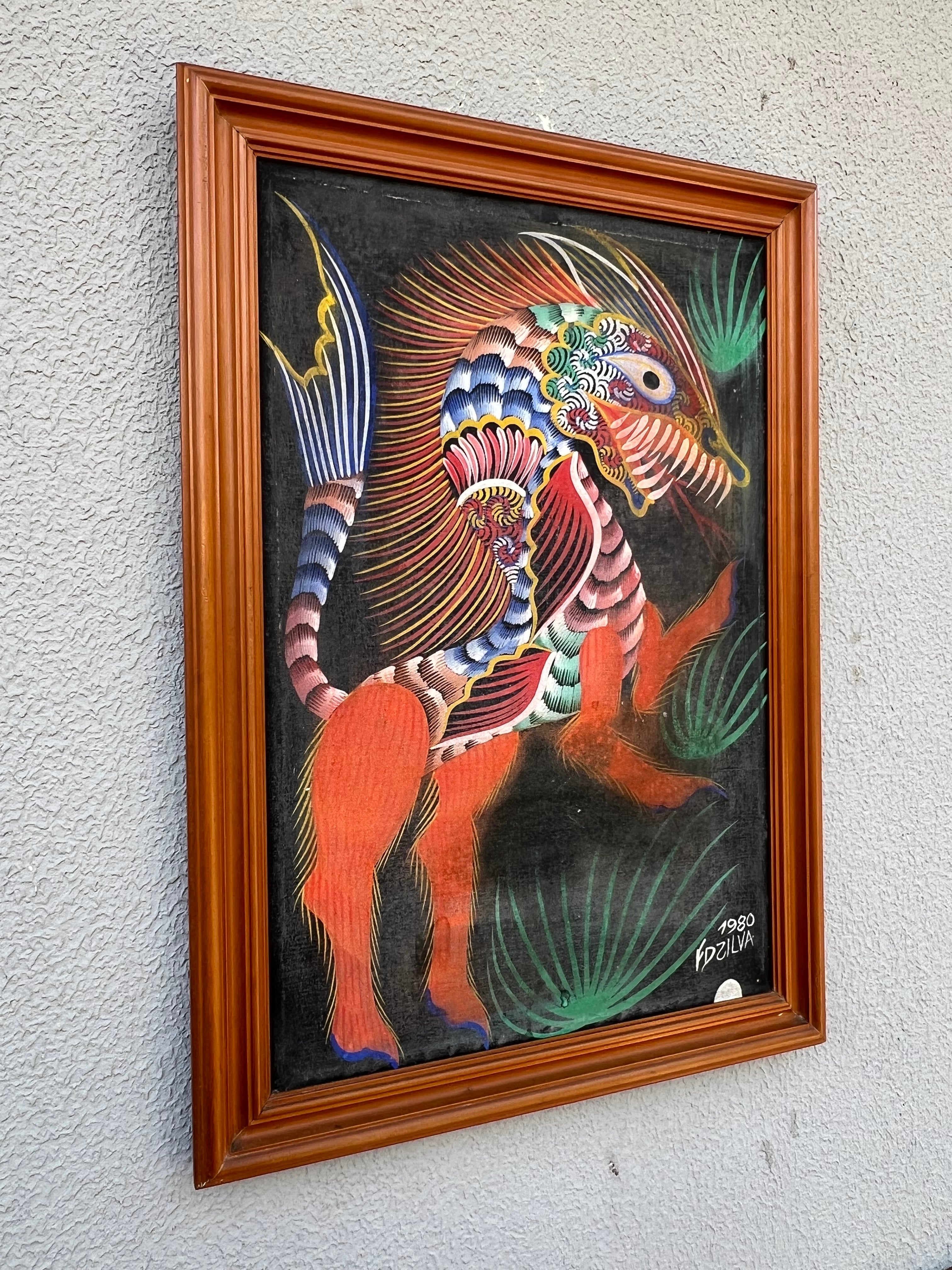 Maravilhoso quadro do Chico da Silva 0.64 x 0.44