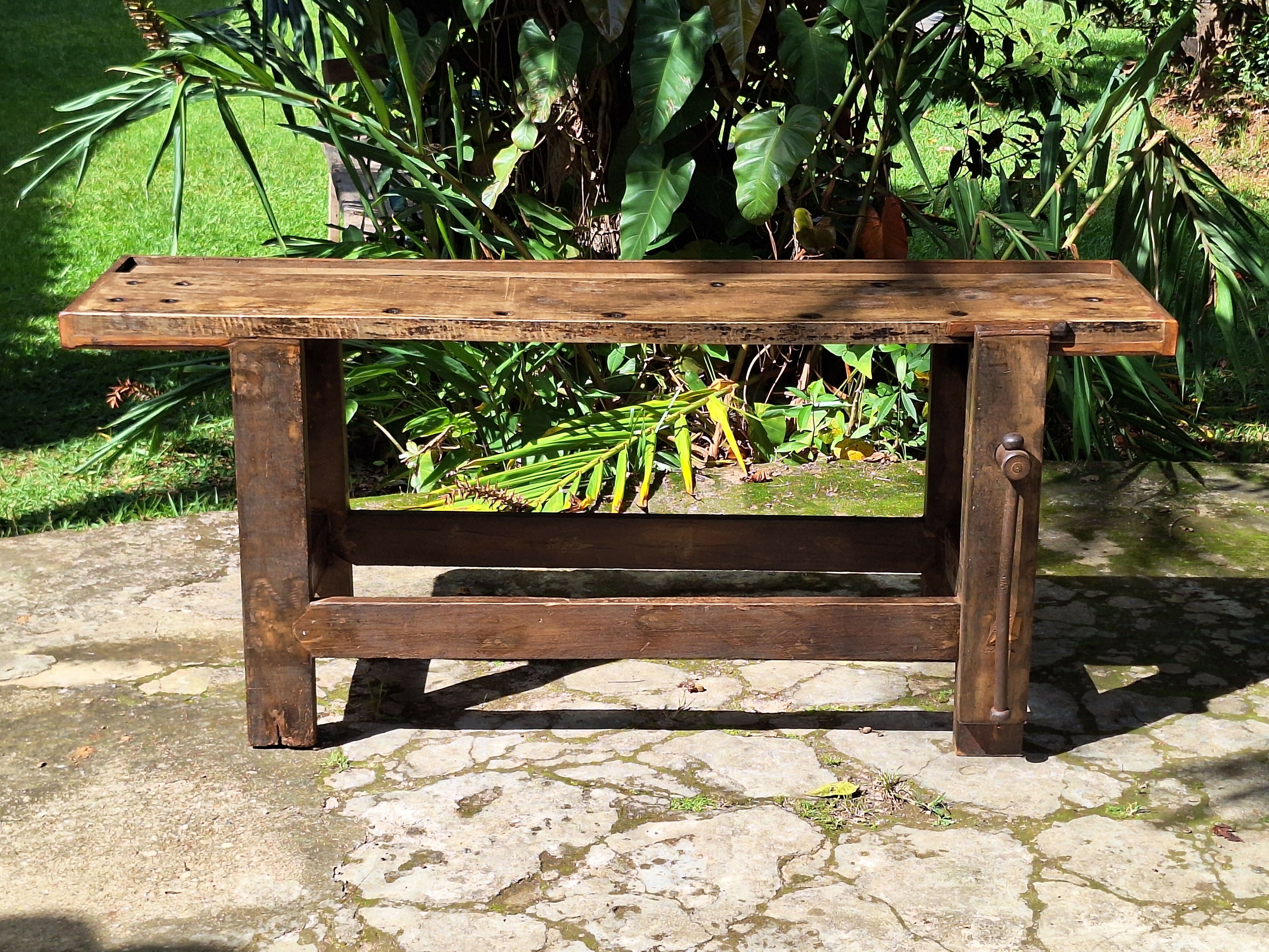 Bancada de Marcenaria Antiga Madeira Maciça Garimpo Mineiro