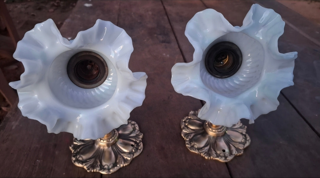 Conjunto de Lustre e Arandelas com Cúpulas Floral