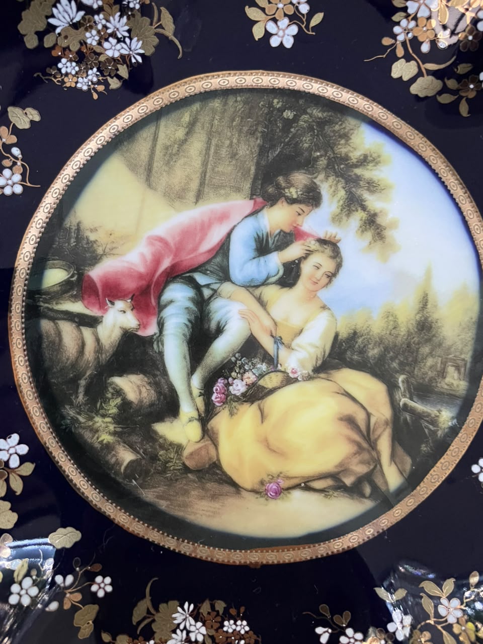 LIMOGES - Grande Centro de Mesa de pé alto em porcelana francesa