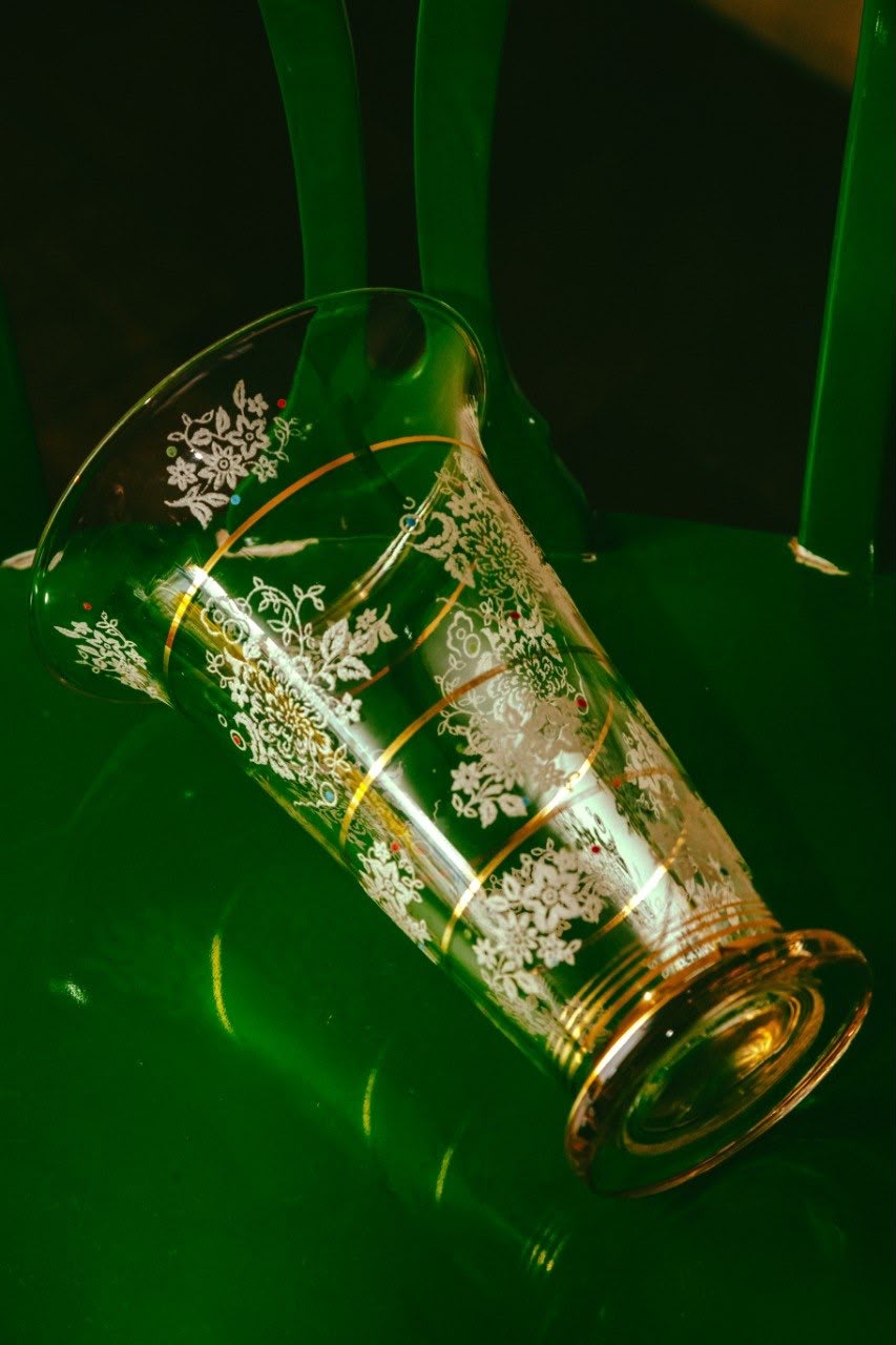 Vaso de Vidro decorado anos 50