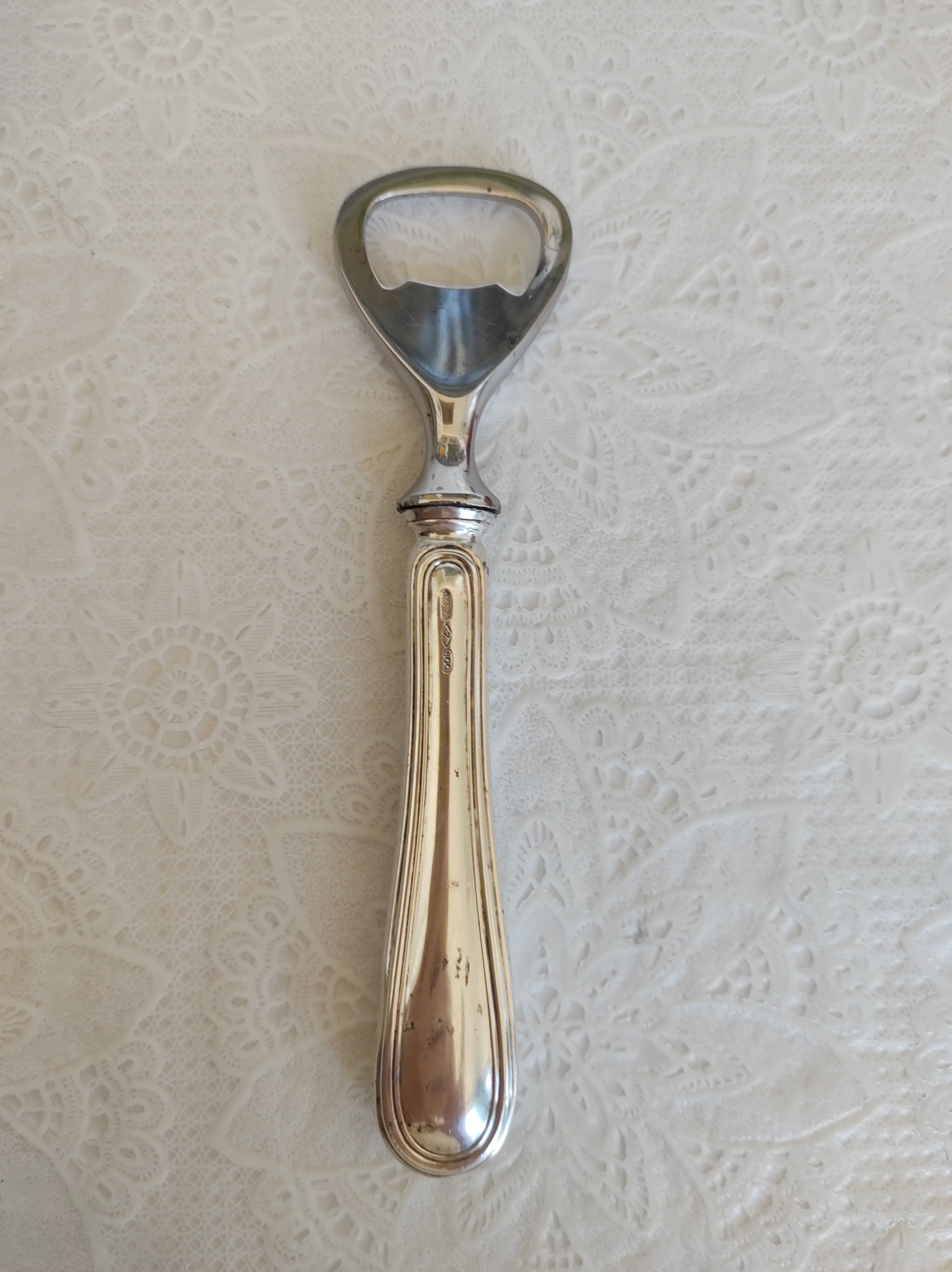Abridor de garrafa com cabo em prata- Vintage