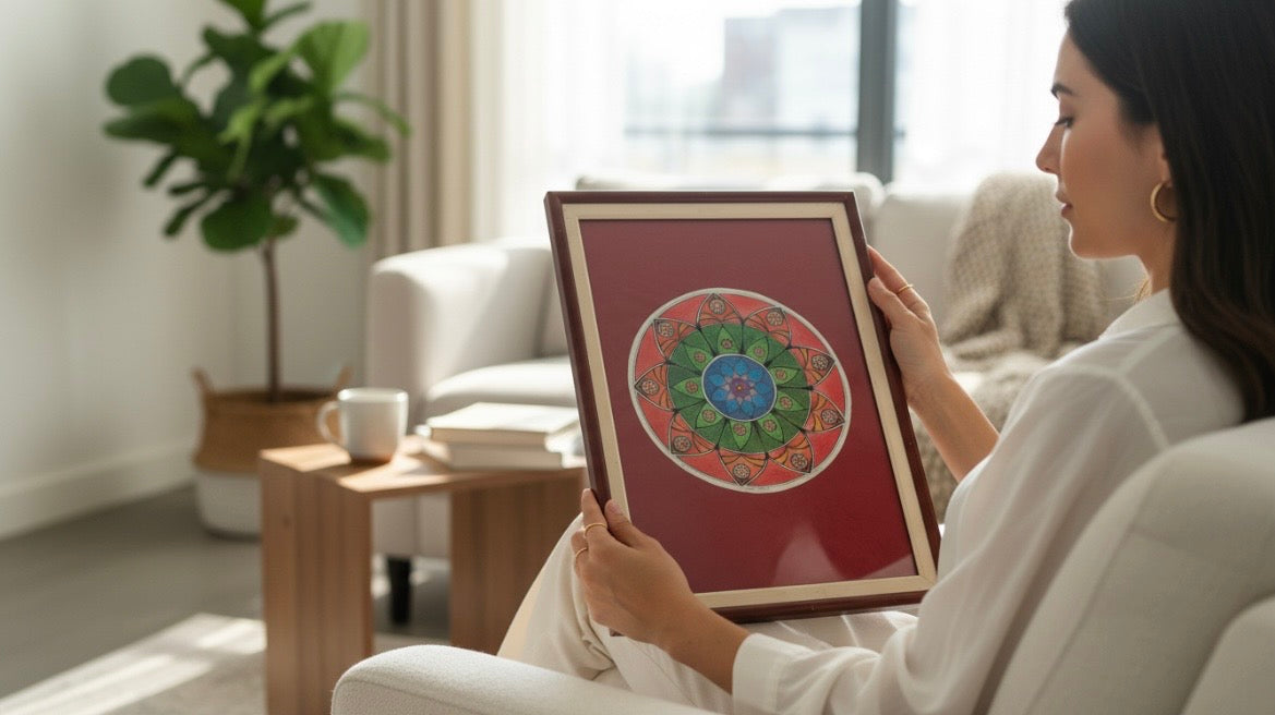 Quadro Antigo Mandala Original Pintada à Mão – Rene Boechat  2004