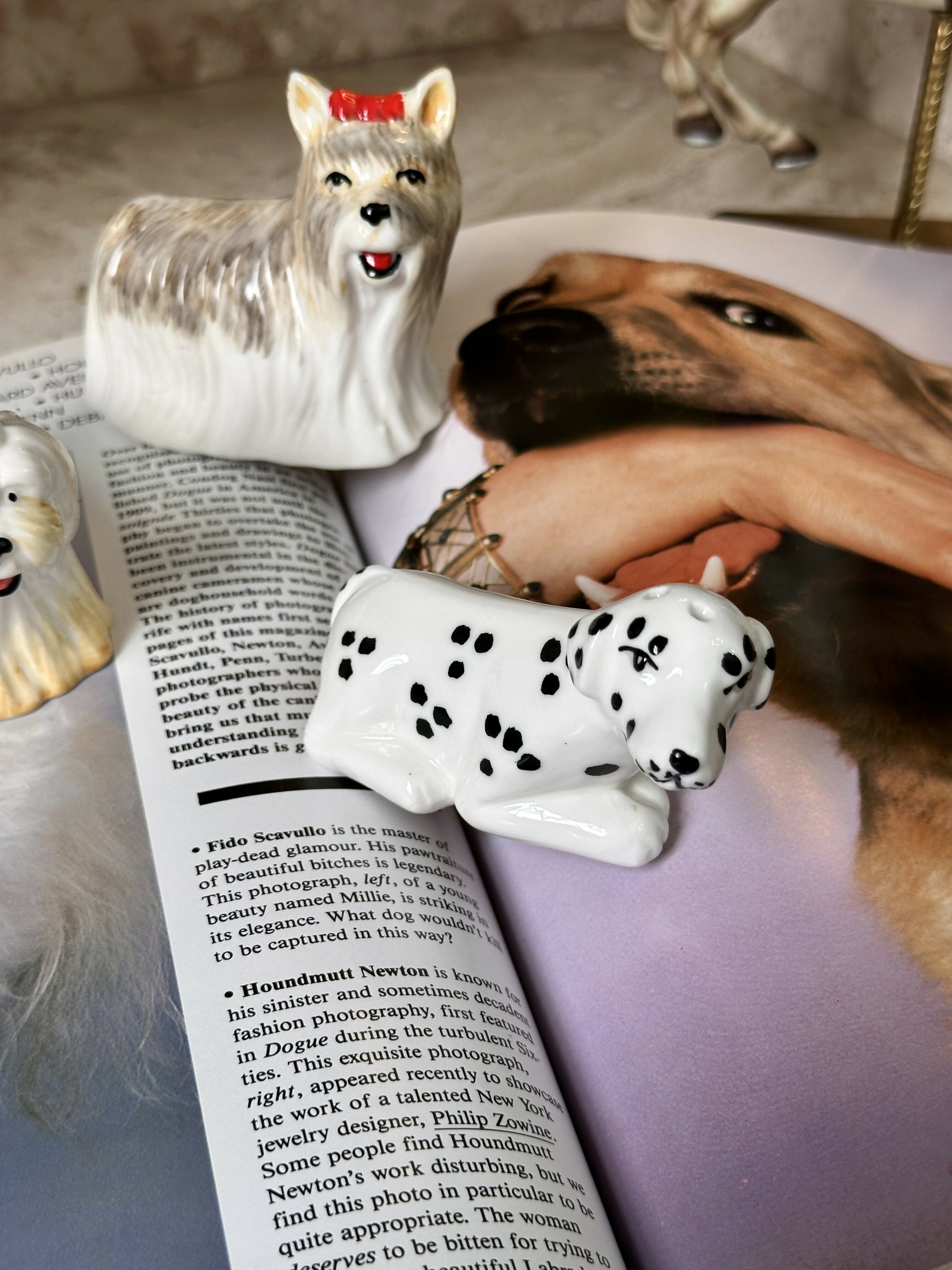 saleiros e pimenteiros de cães em porcelana vintage , que literalmente mais parecem bibelôs ! Valor unitário - de cada peça