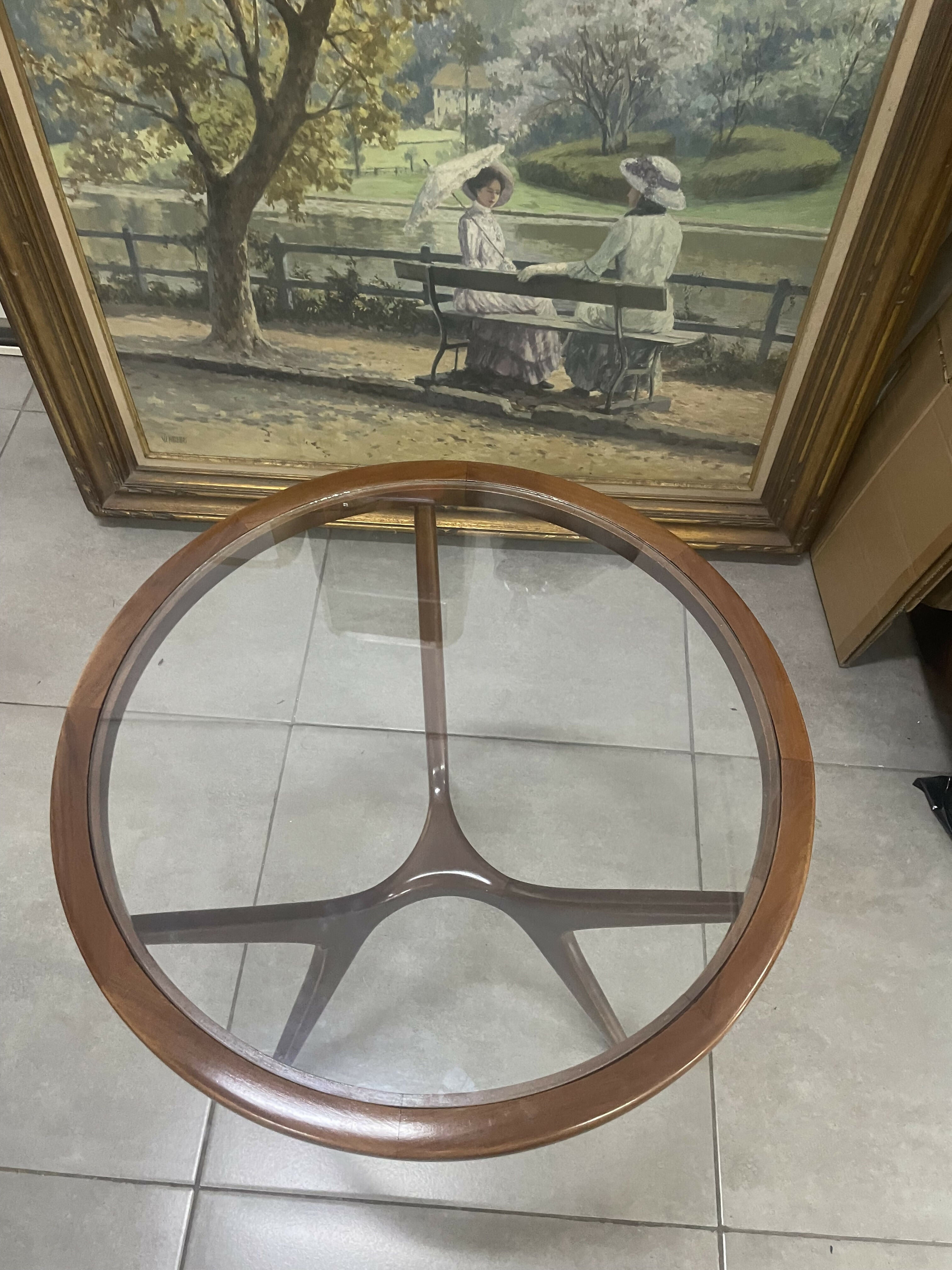 Mesa de Canto Scapinelli – Madeira Freijó e Vidro, Anos 60