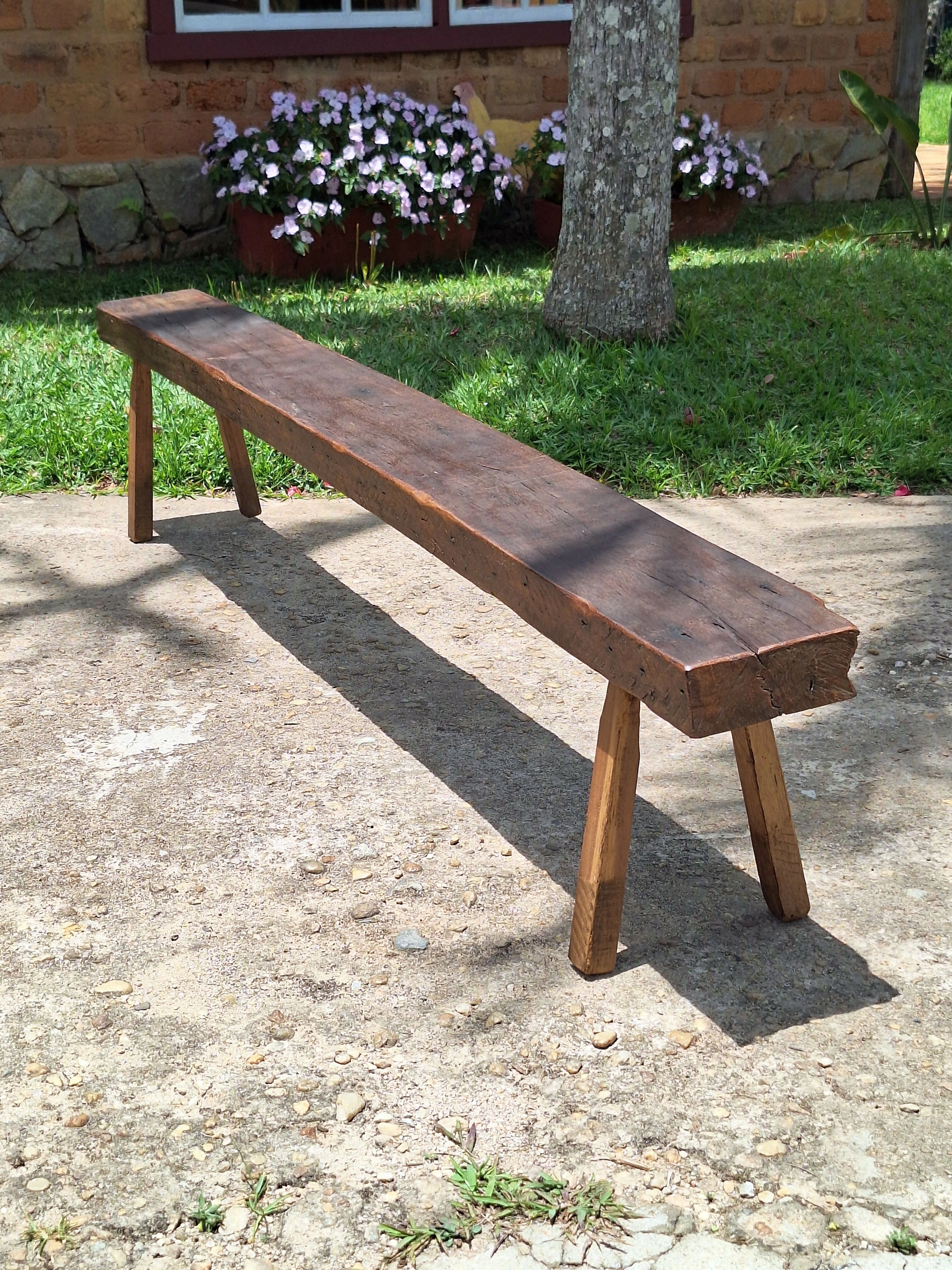 Banco de Dormente Rústico Madeira Maciça Garimpo Mineiro