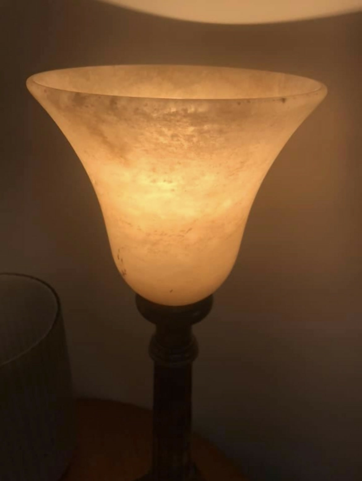 Par de abajur alabastro espanhol marrom e rosé