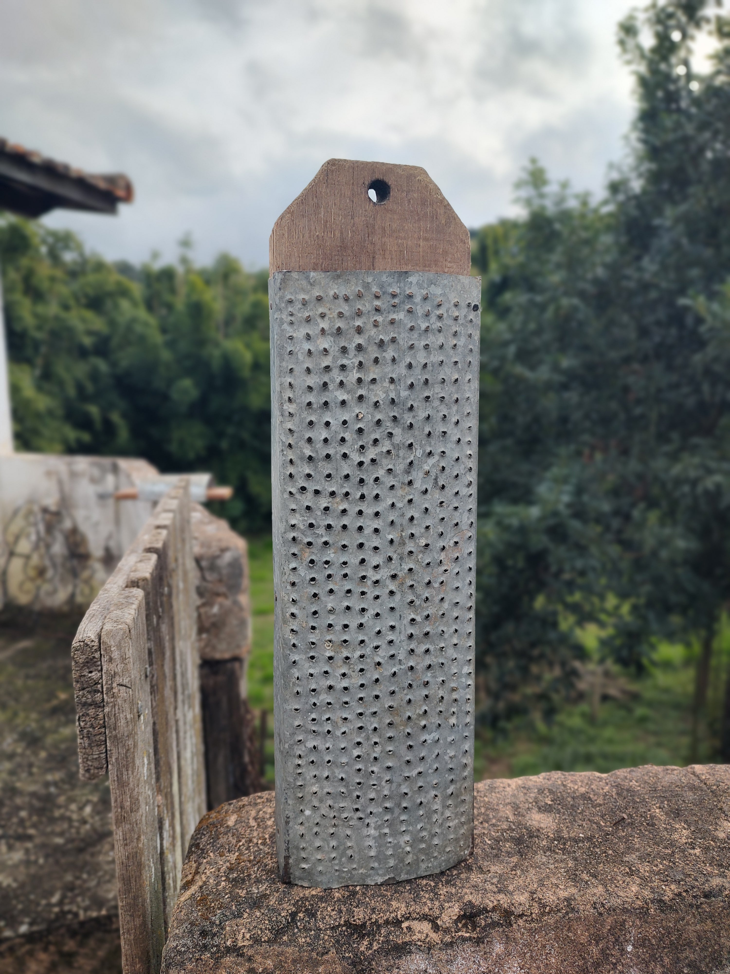 Antigo ralador de milho garimpado no interior de São Paulo (48cm x 13cm)