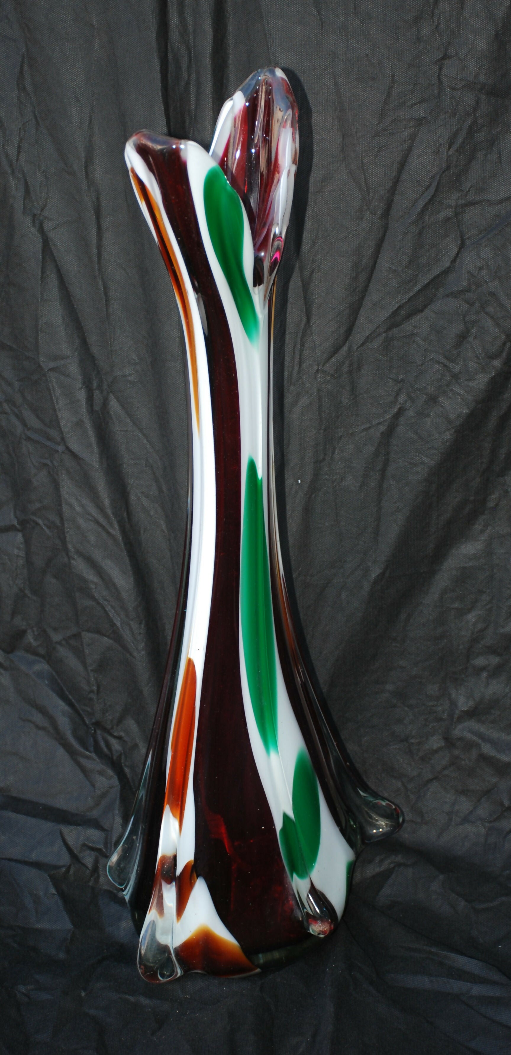 Vaso Vidro Murano Anos 50 Colorido 0,70 X 0,25 X 17