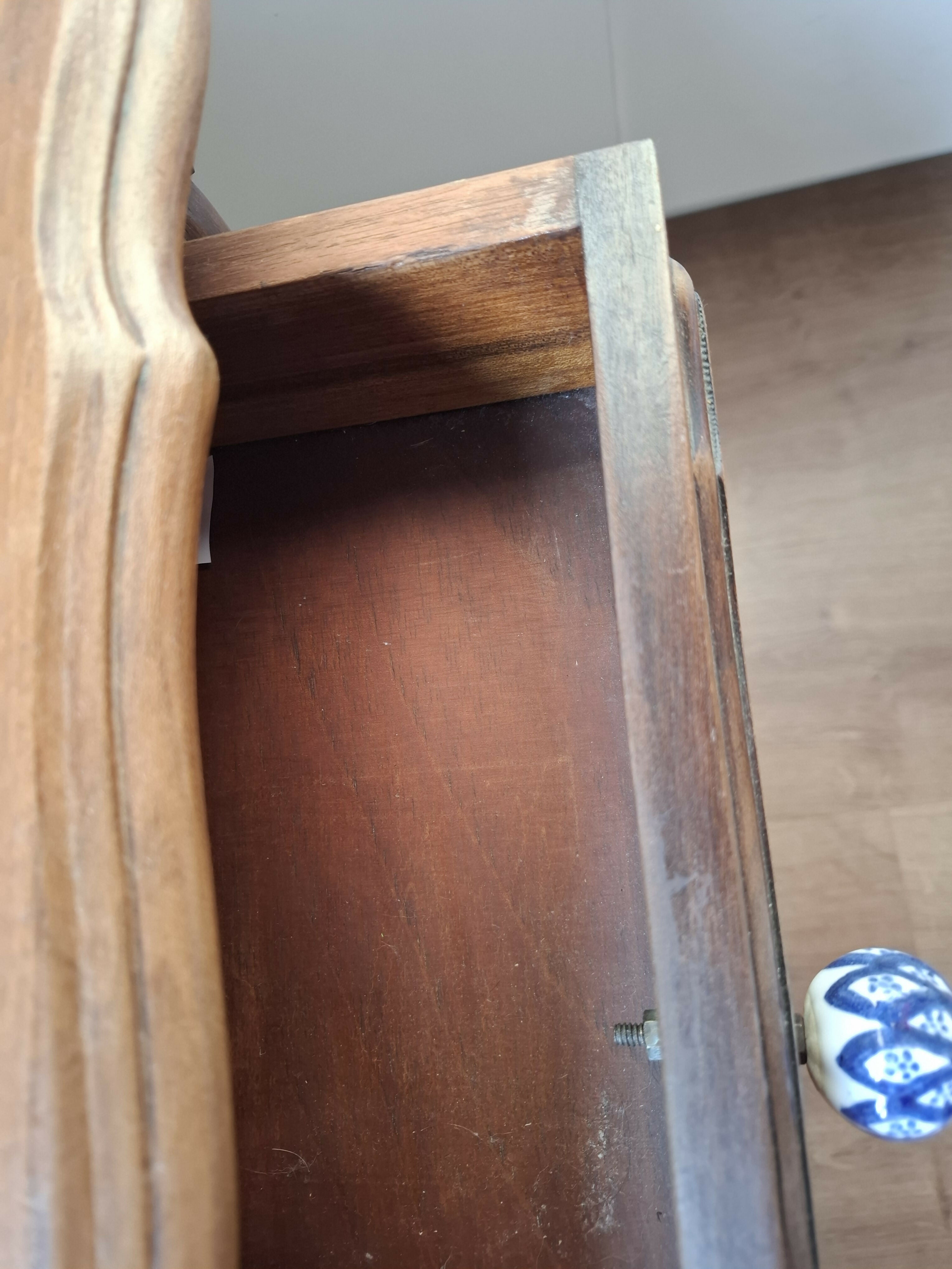 Par de Mesa de Cabeceira Antiga Estilo Provença - Madeira Nobre com puxadores de cerâmica