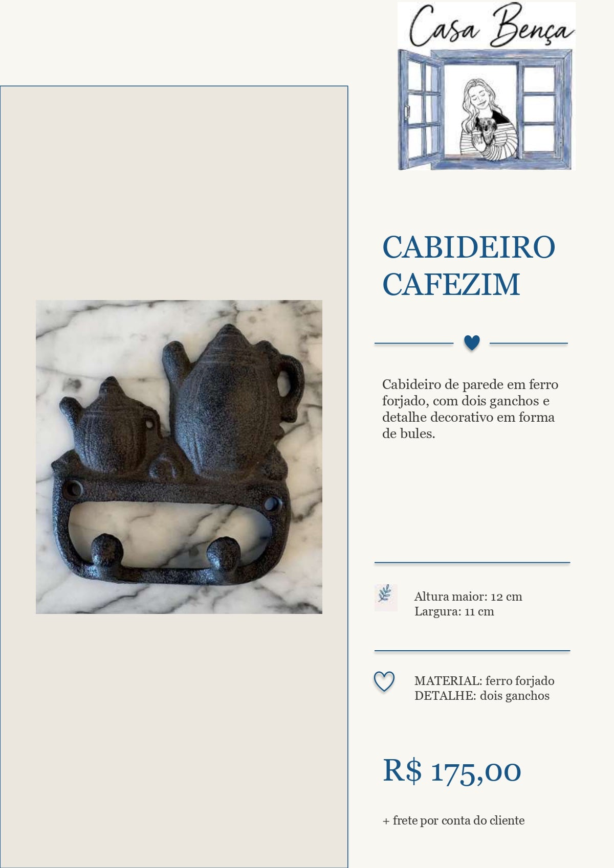 Cabideiro de ferro forjado - Cabideiro "Cafezim"