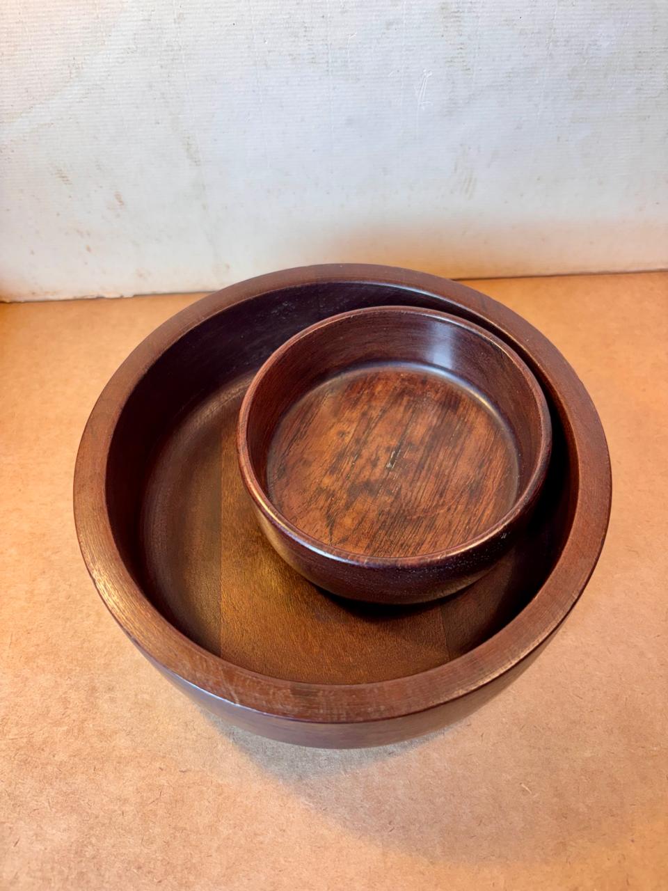 Dupla de bowls redondos em madeira torneada com bowl Tropic-Art (DMCPS_610 + DMCPS_611)